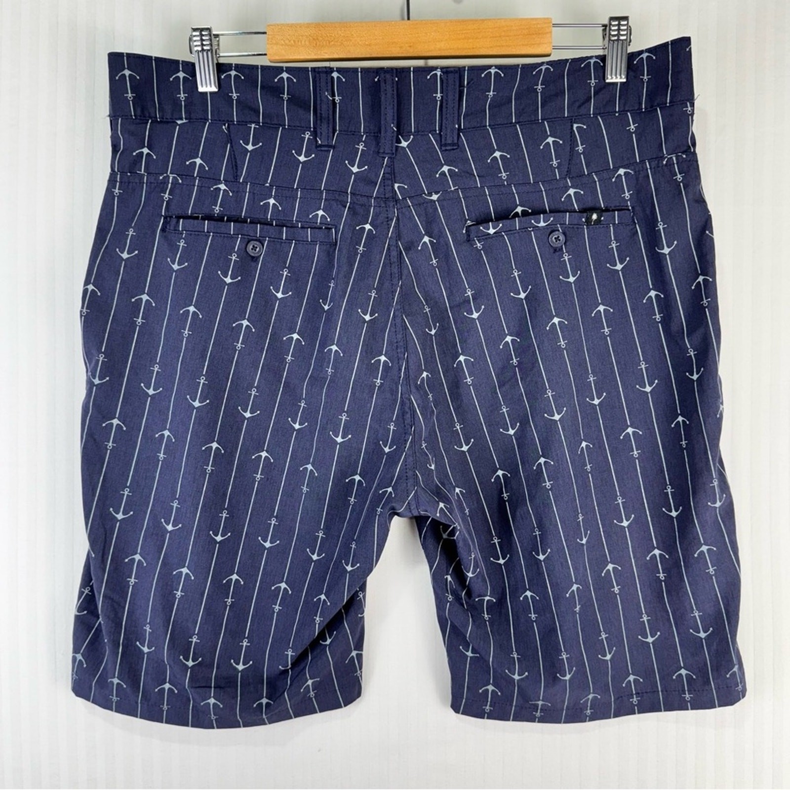 TRUNKS Multi-Functional Shorts Navy Blue Anchor Print Men’s Size 34 Surf & Swim