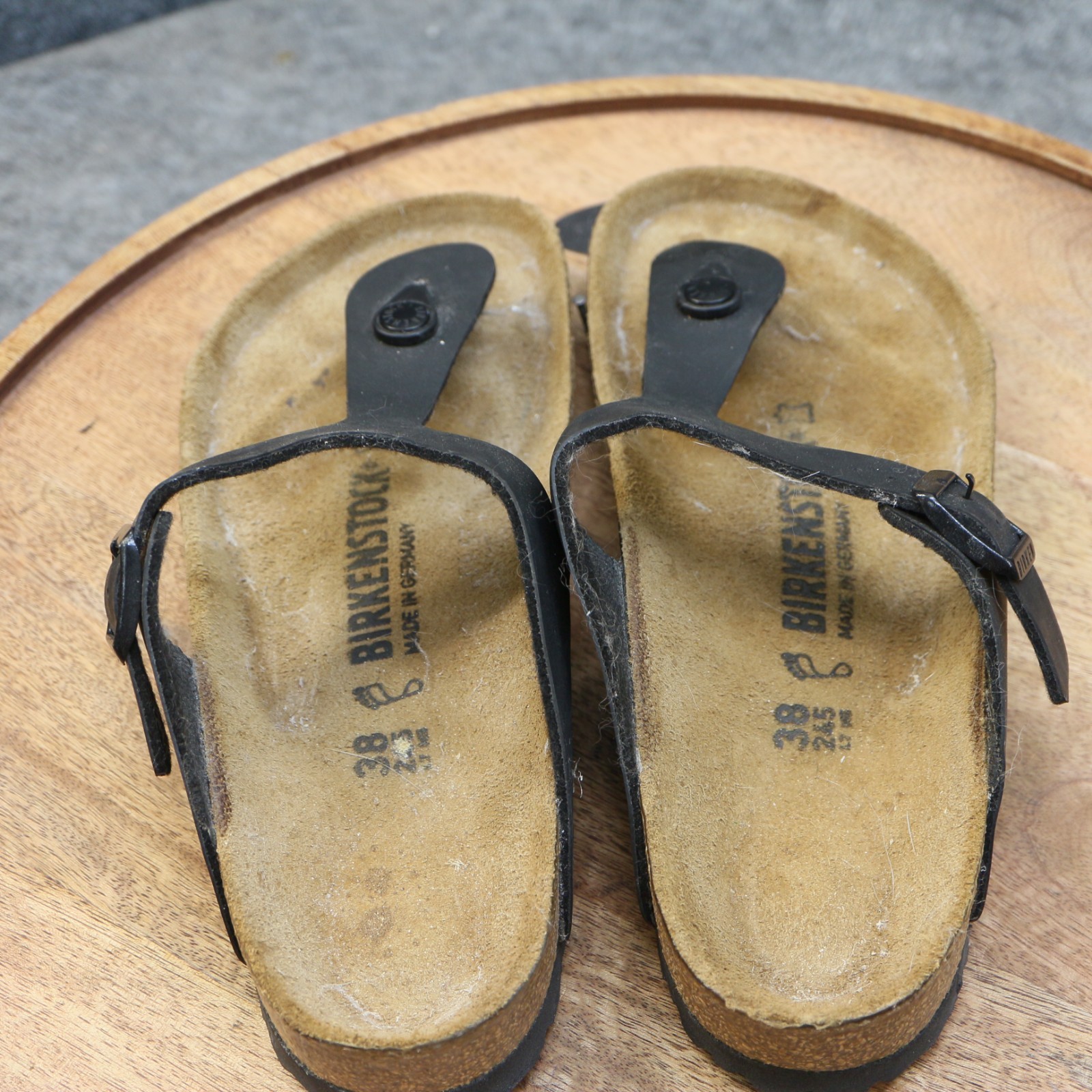 Birkenstock Womens Gizeh Black Birko-Flor Thong Sandals Size 38 US 7 Reg.