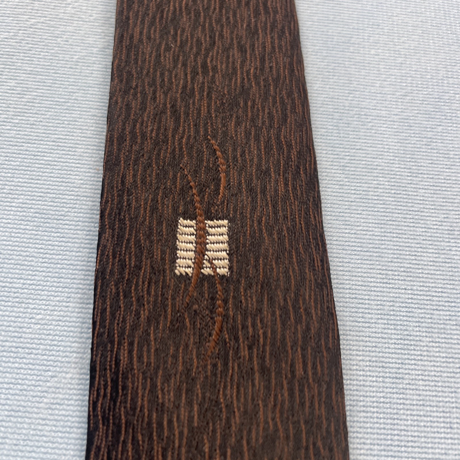 Vtg 50s 60s Tie Beau Brummel Atomic MCM Deco Medallion Brown Slim Necktie 2×53