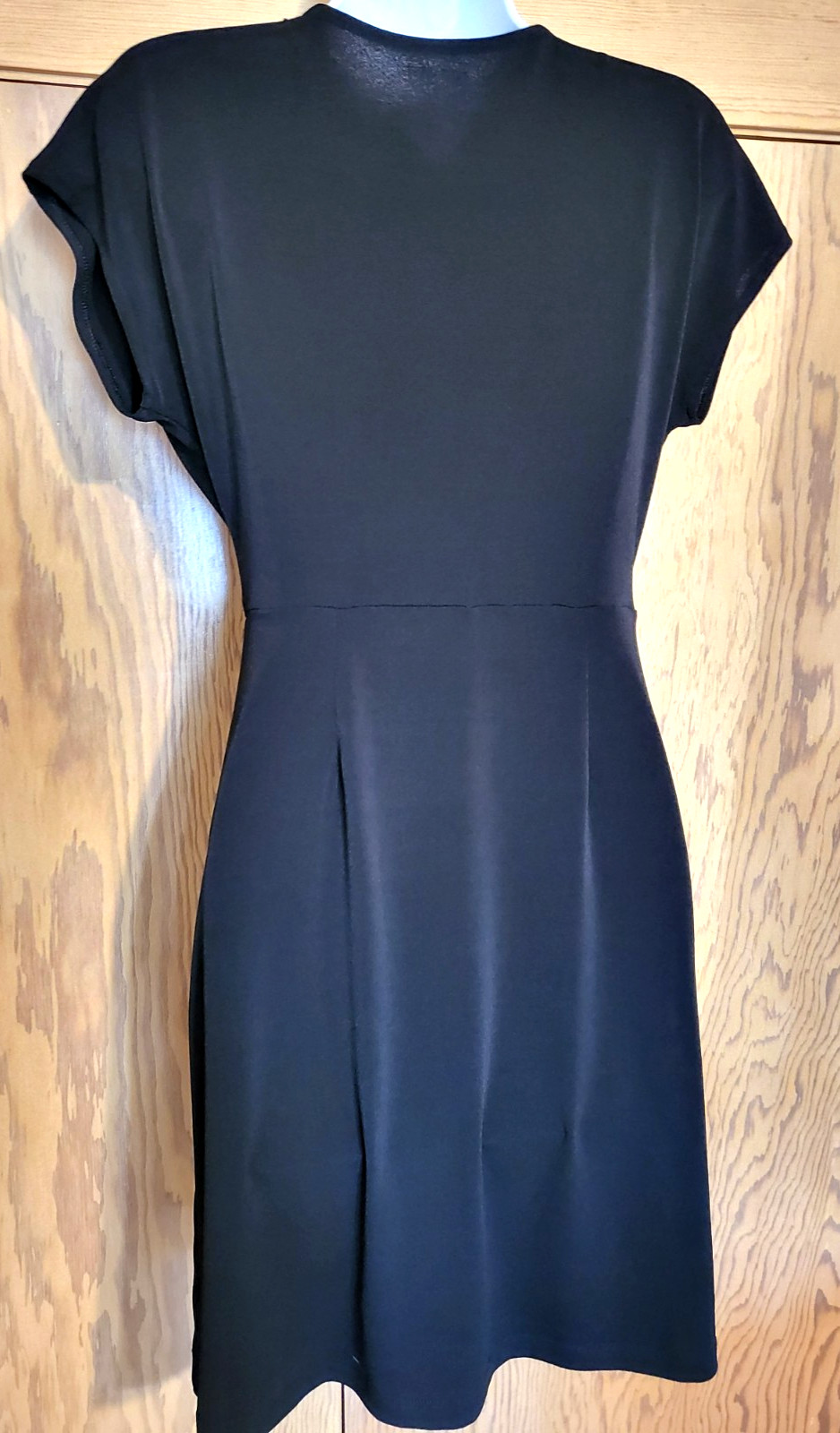NINE WEST Black DRESS Faux Wrap Size Small SLINKY – CLEAN – Slimming