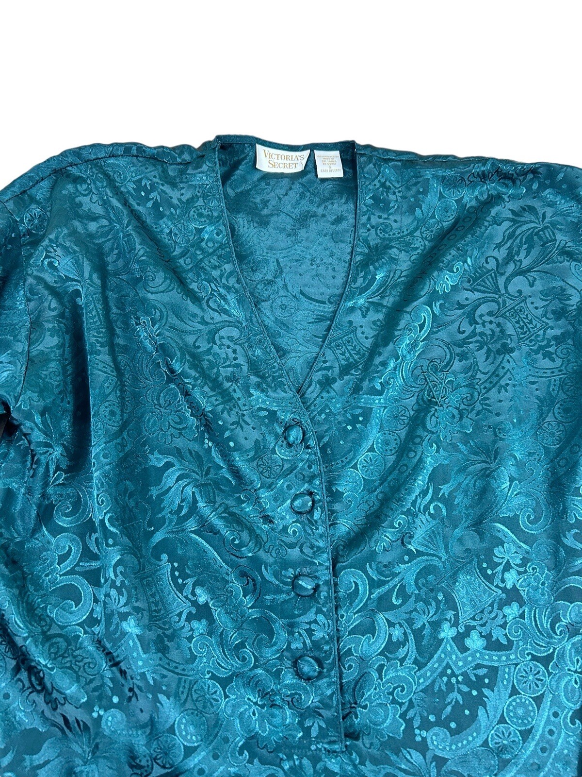Vintage Victoria’s Secret Gold Label Green Silky Nightgown Sz Small Sleepshirt