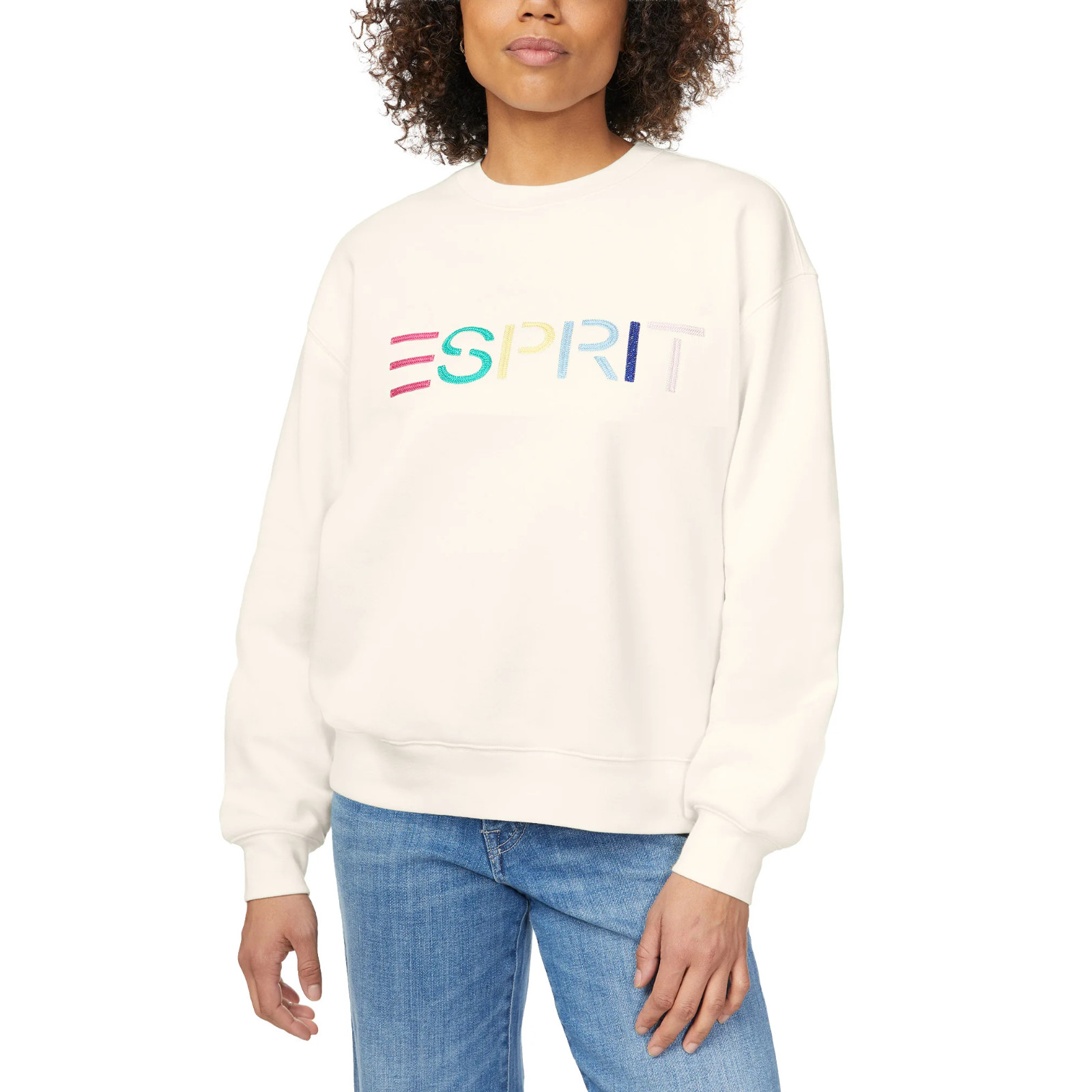 FREE SHIPPING Esprit Women’s Logo Fleece Crewneck Sweatshirt Cream XXL Costco