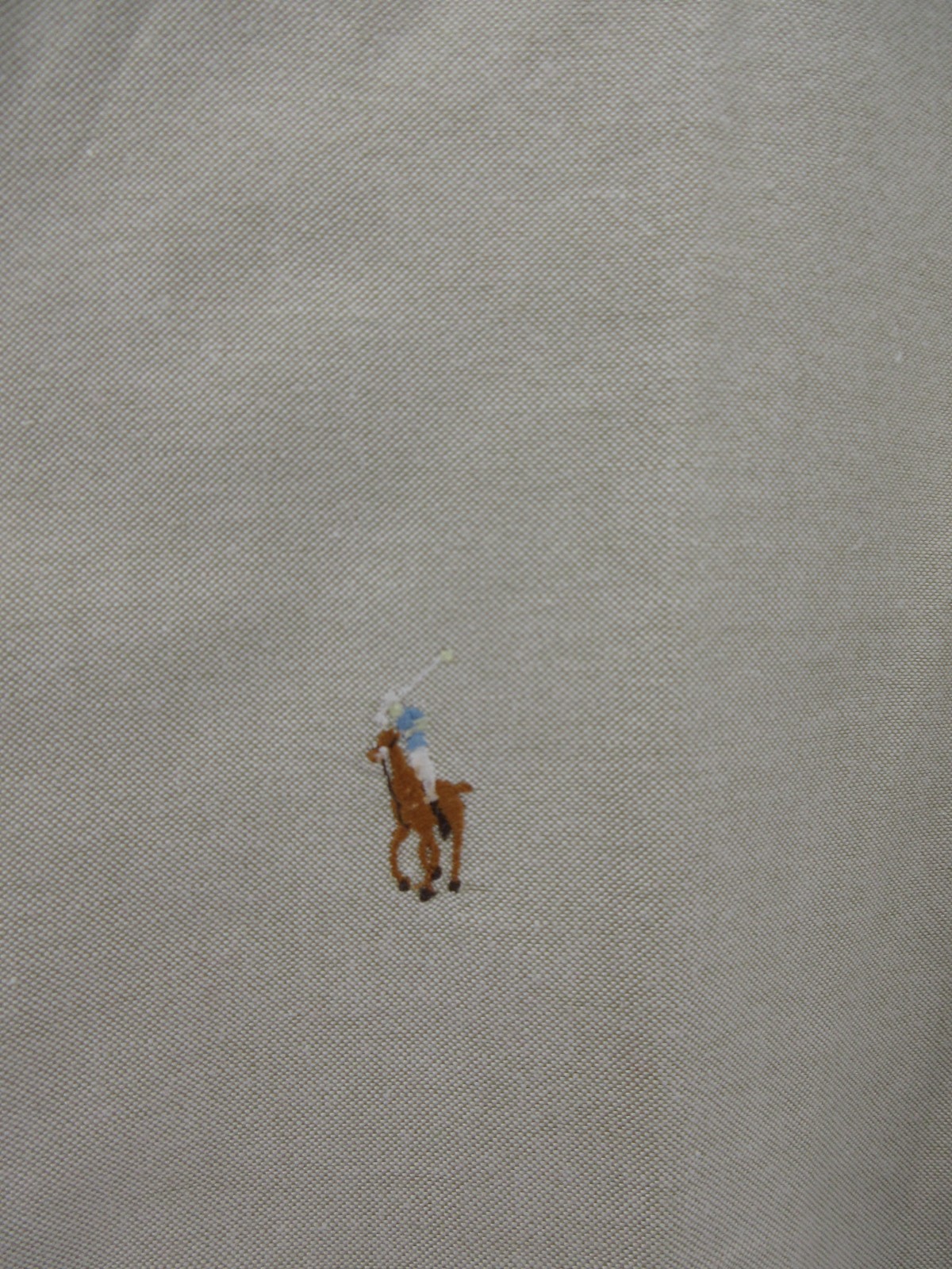 VINTAGE Ralph Lauren Shirt Men 15 1/2 Beige Oxford Cloth OCBD Flesh Pony Preppy