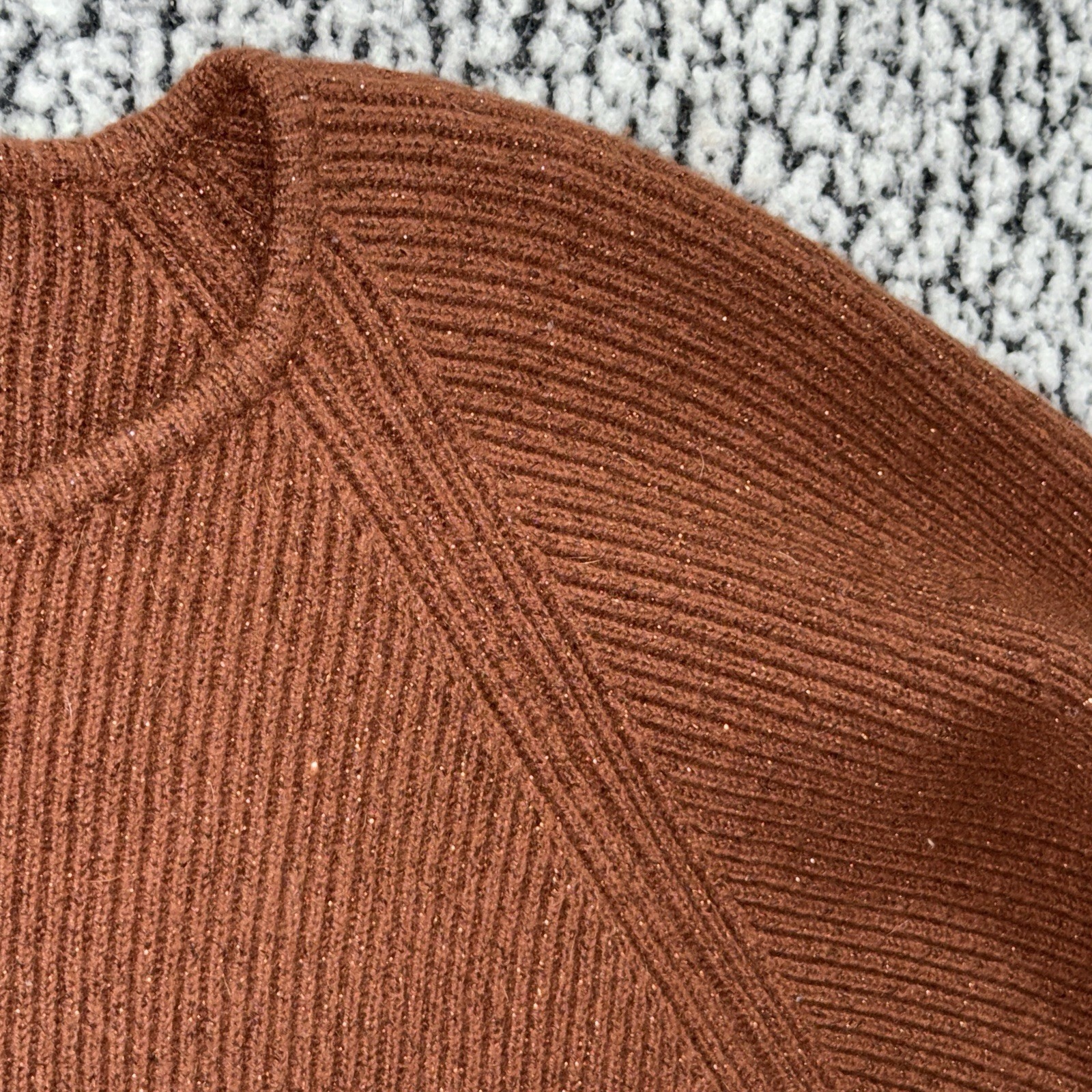 Vintage Jeanne Pierre Wool Blend Sweater Sz L Brown Sparkle Cottagecore 80s 90s