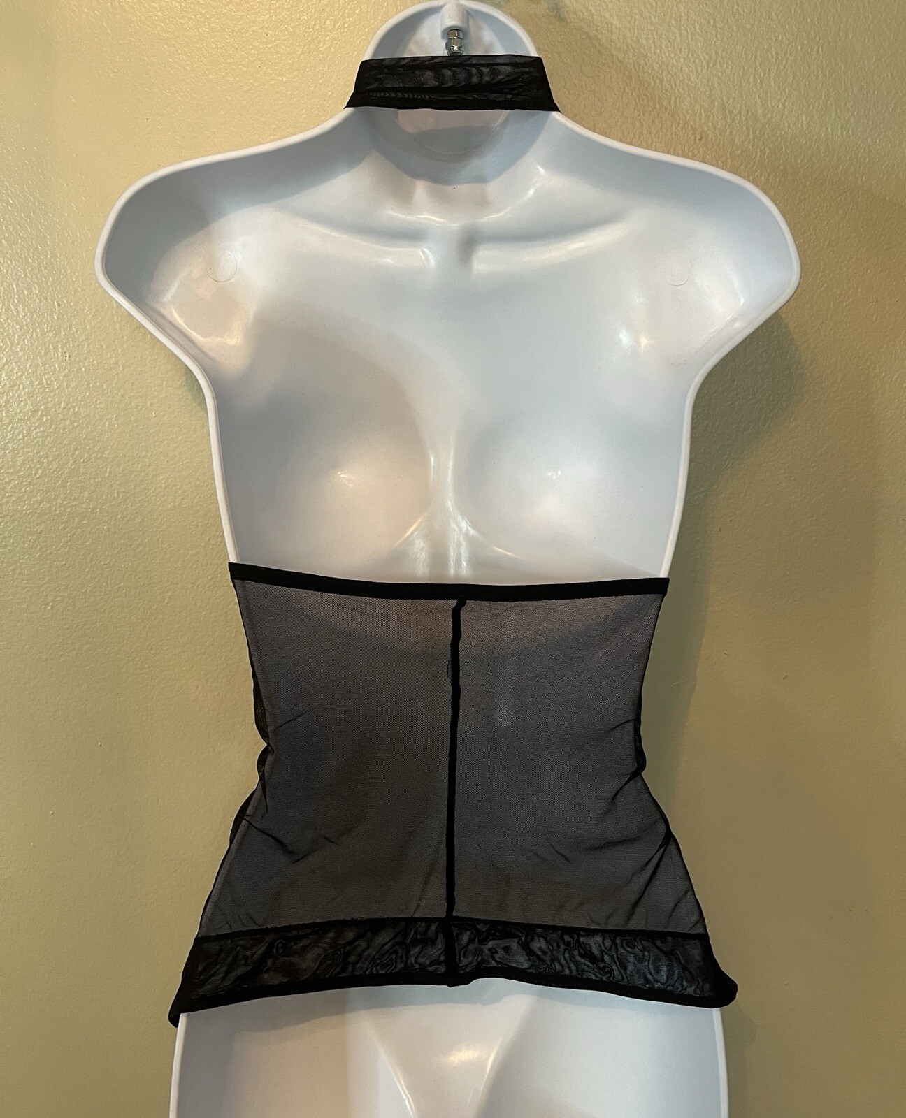 Vintage COSABELLA Italy RareY2K Black Mesh/Lace Bustier Removable Halter Strap M