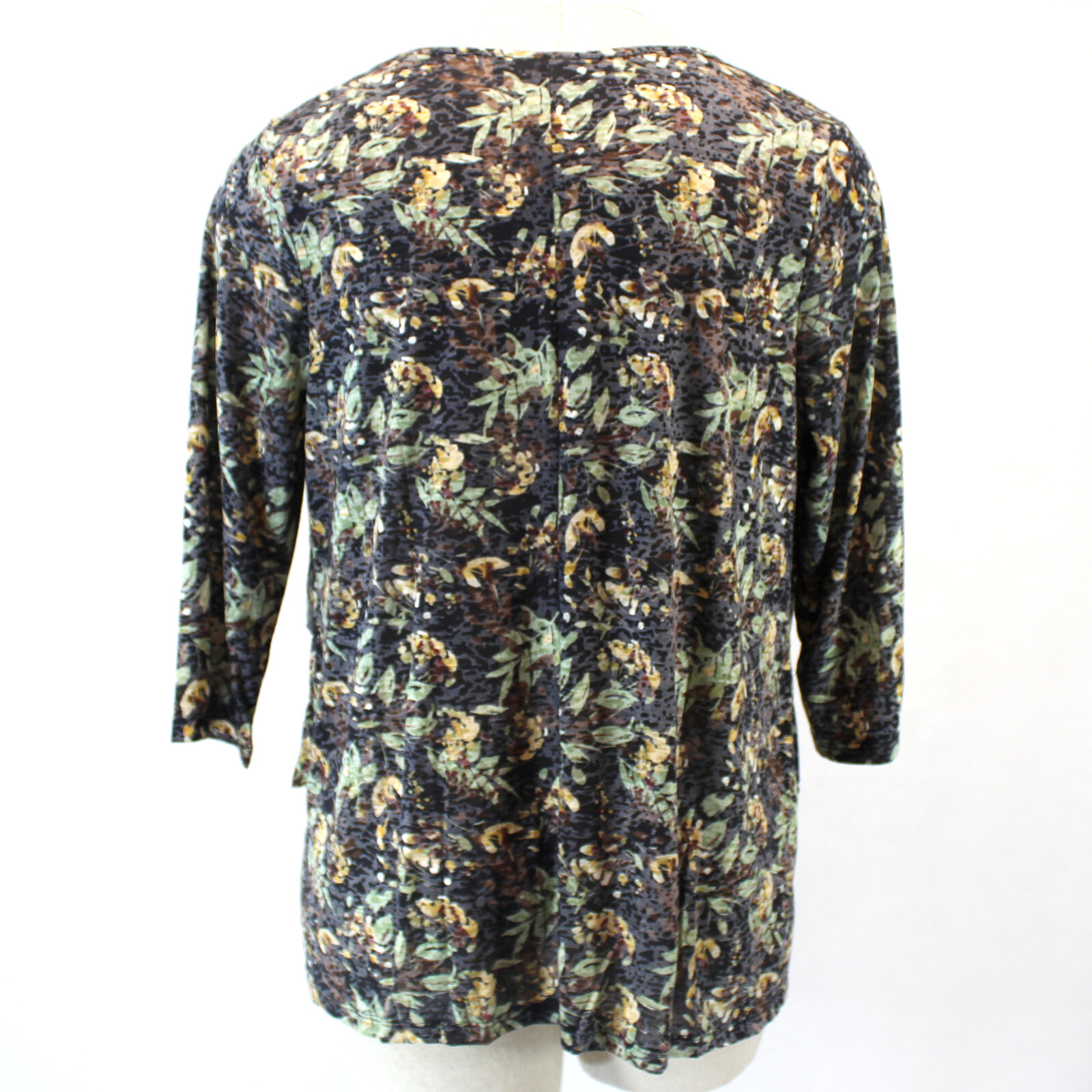 Catherines Plus Brown Leave Print Layers Soft Top Blouse 4X 30/32