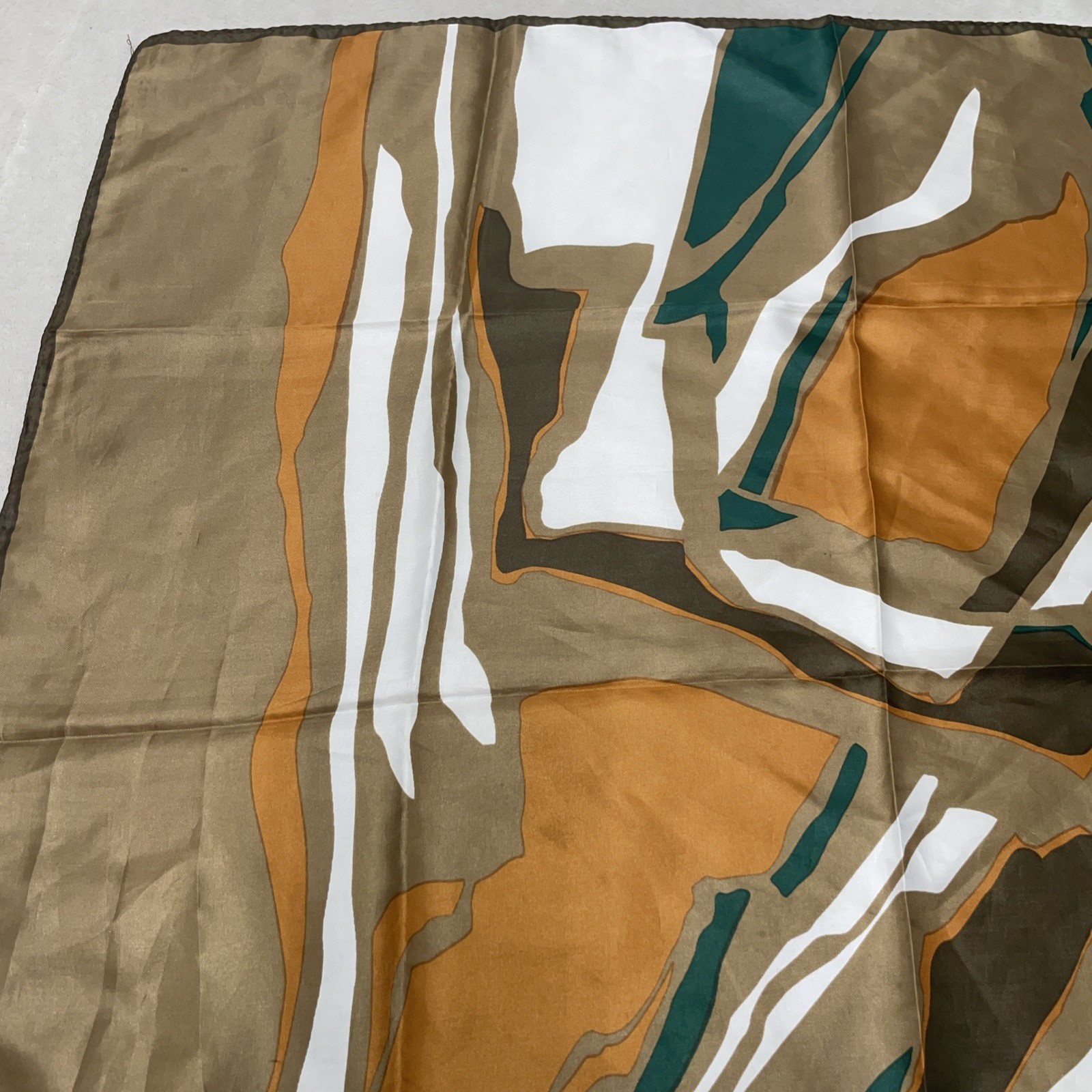 Vintage Italian Paoli Scarf Beige Brown Orange Abstract Retro MidMod Artsy **