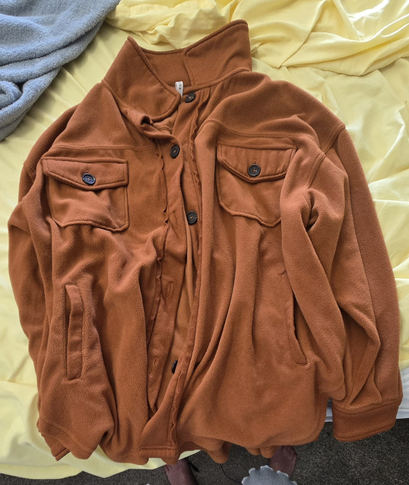 Women’s Brown Shacket Jacket Button-Front Collared Pockets Relaxed Fit 2XL