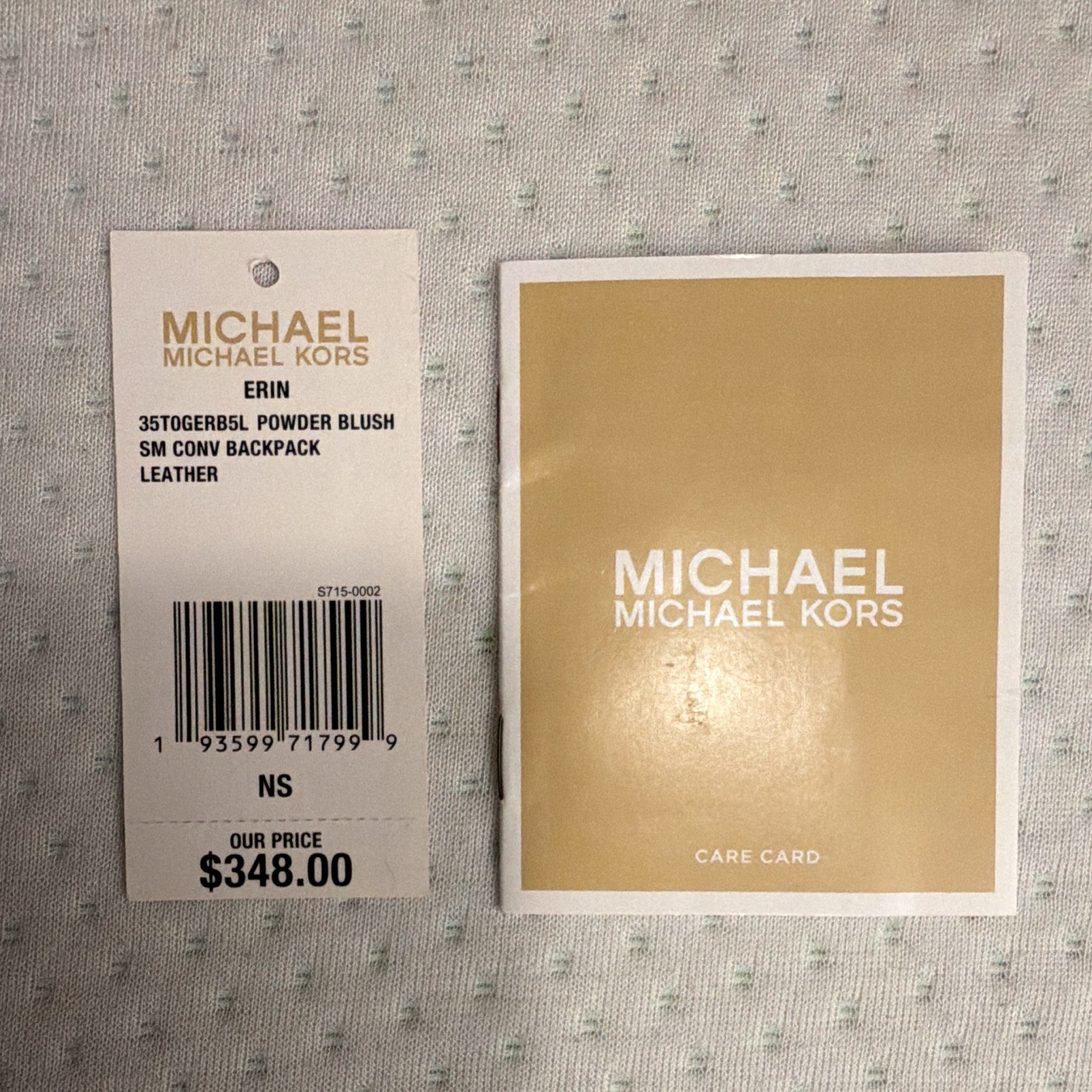 Michael Kors Erin Small Convertible Backpack Powder Blush Logo Gold Hardware Zip