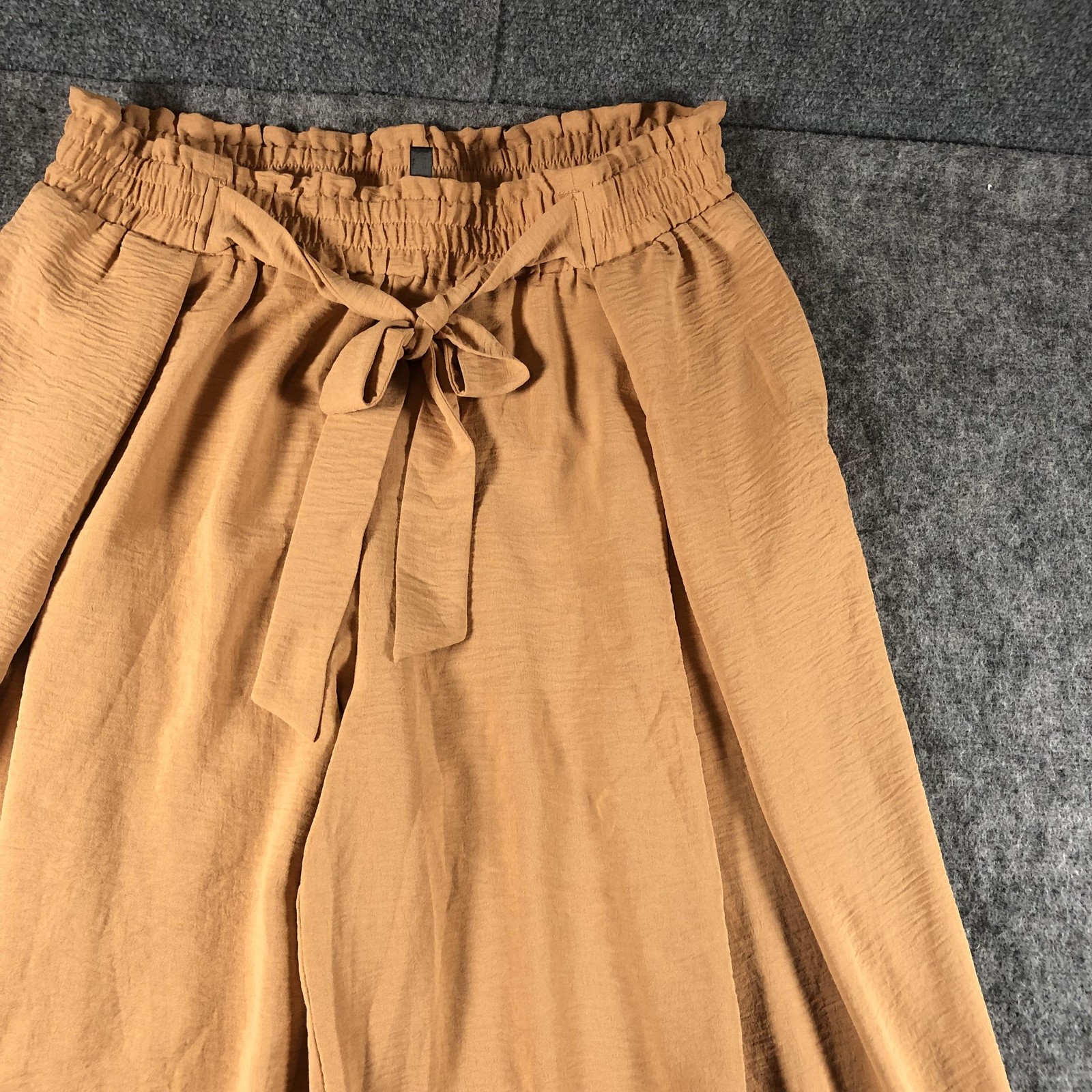 LEPUNUO Pants Womens XXL Beige Paperbag Wide Leg Belted Casual