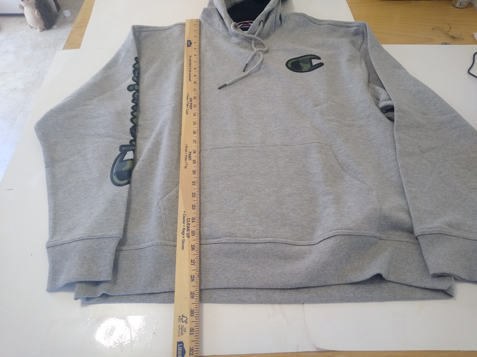 Champion powerblend graphic pullover hoodie mens XL oxford grey