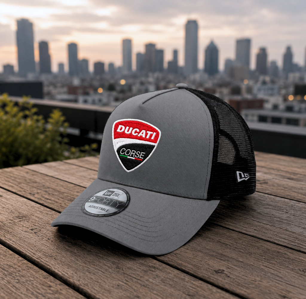 Ducati Motor Logo Recycled Stretch Snap Adjustable Cap Grey