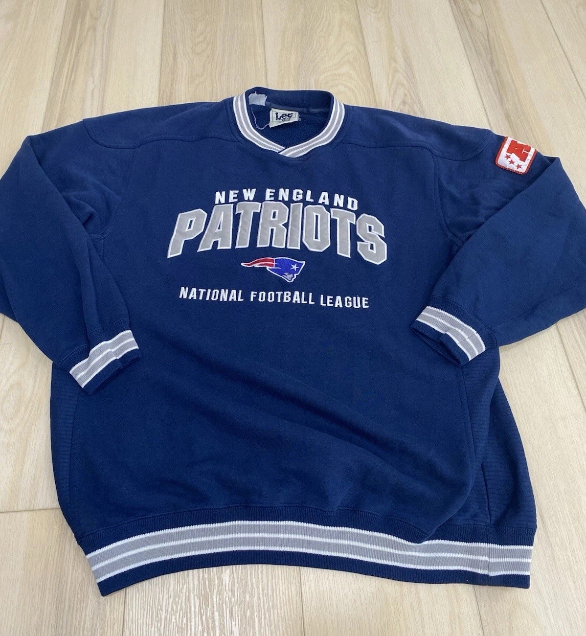 Vintage Lee Sport New England Patriots Sweatshirt Navy Blue Mens NFL 90s