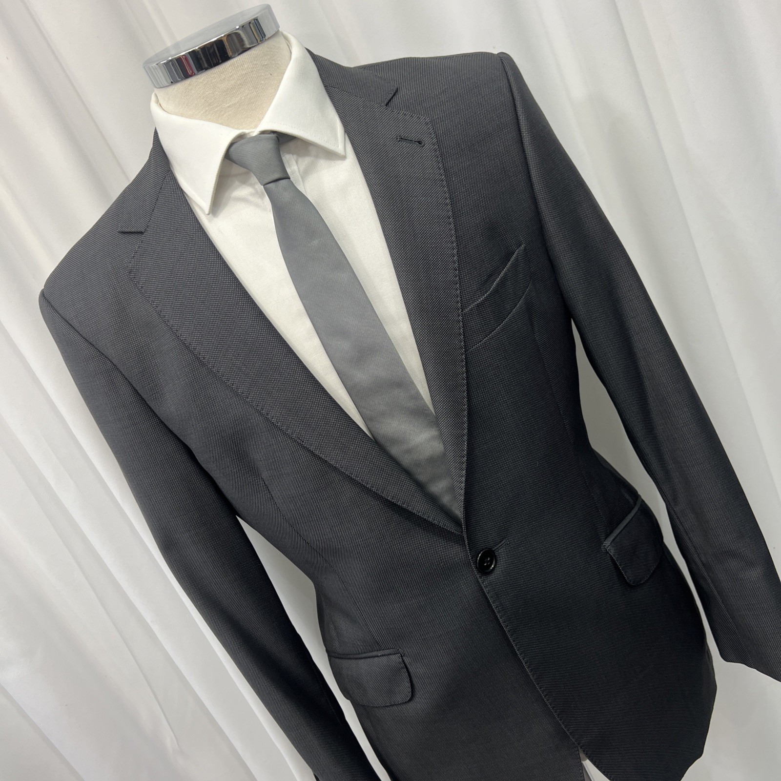 Mark Stephen London Men’s Italian Fabric Wool Suit – Slim Fit – C40L W36 L32