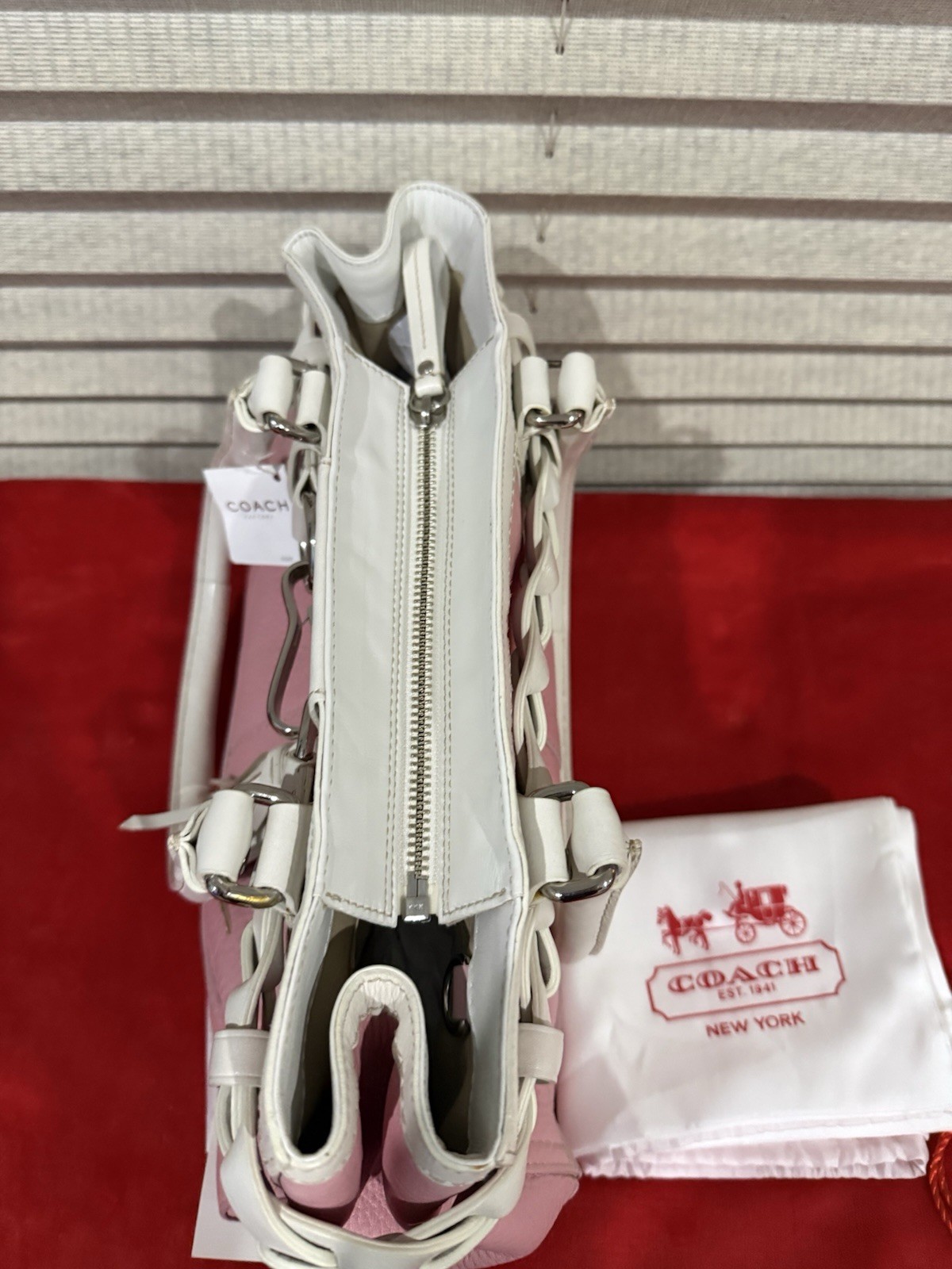 Coach Hamilton Pink/white Pebbled Leather Hand Bag F13084