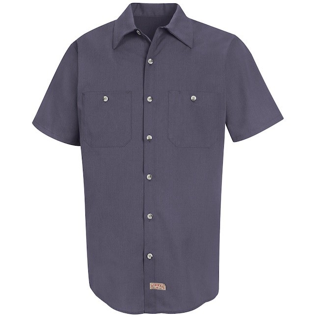 Red Kap Short Slv Uniform WORK SHIRT GREY / BLUE Micro-Check SP24GB MED IR
