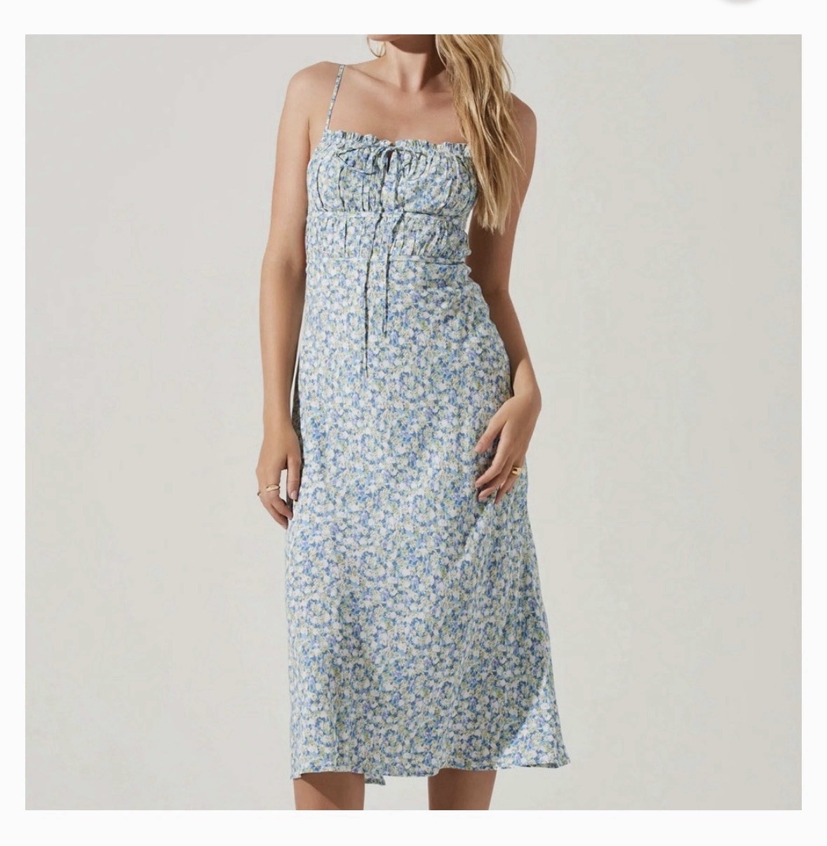 ASTR The Label – Maritza Dress in Blue Multi – midi dress