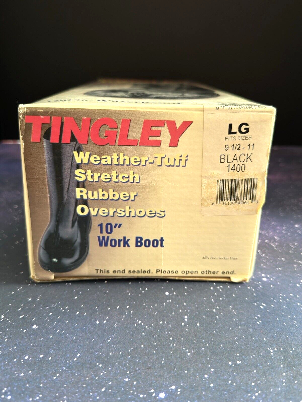 Tingley Black 10” Work Boots Rubber Overshoes Adult Large (9.5-11) VTG New