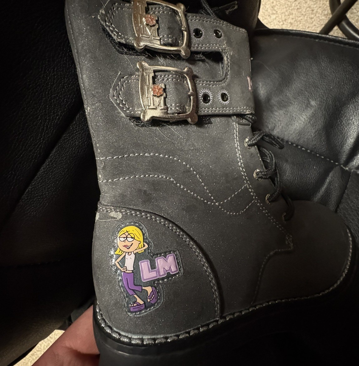 Y2K Lizzie McGuire bedazzled strap boots womens 2.5 vintage Disney Hillary duff
