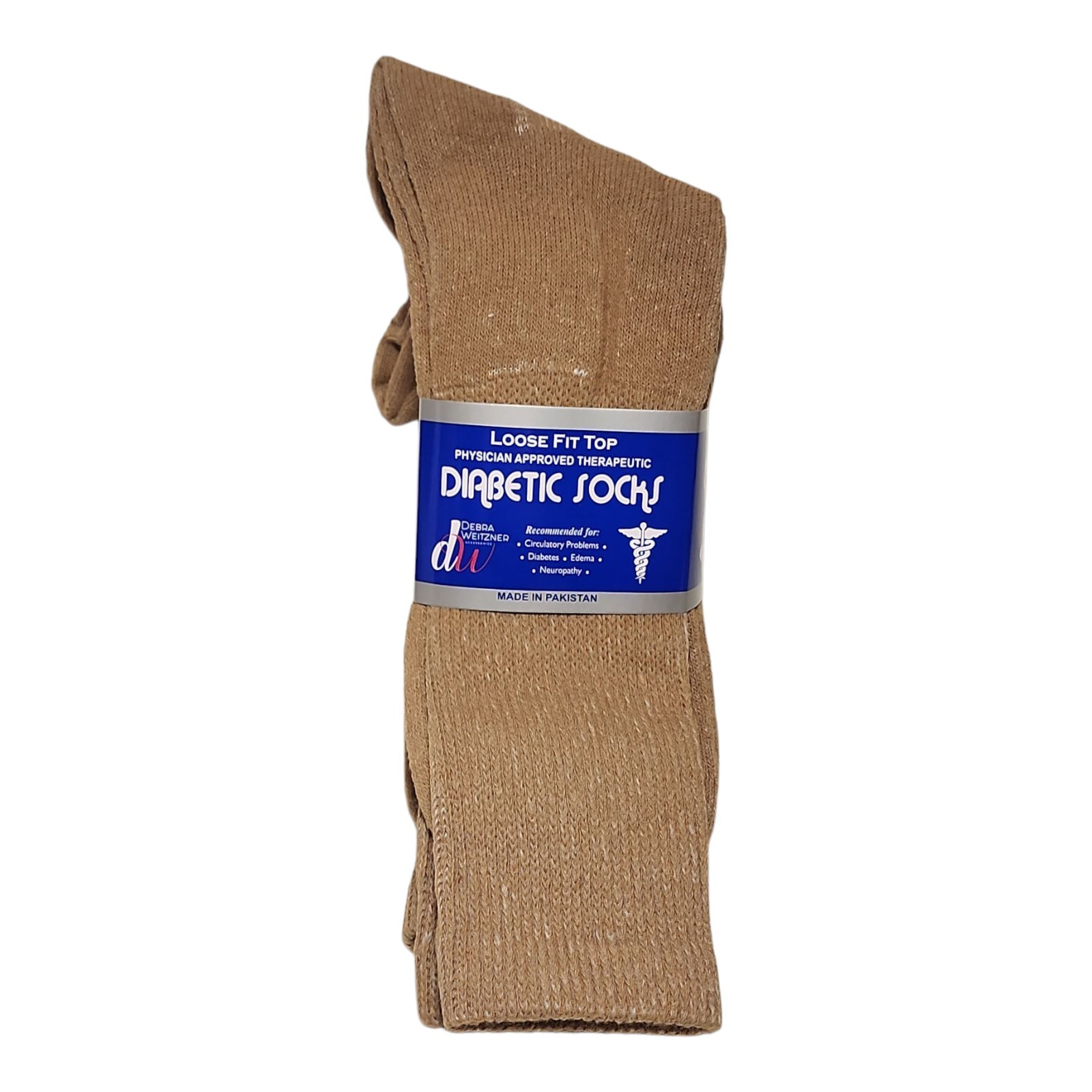 Debra Weitzner Men’s Diabetic Crew Socks Loose Fit Top Shoe XL 9-15 Khaki 3 Pair