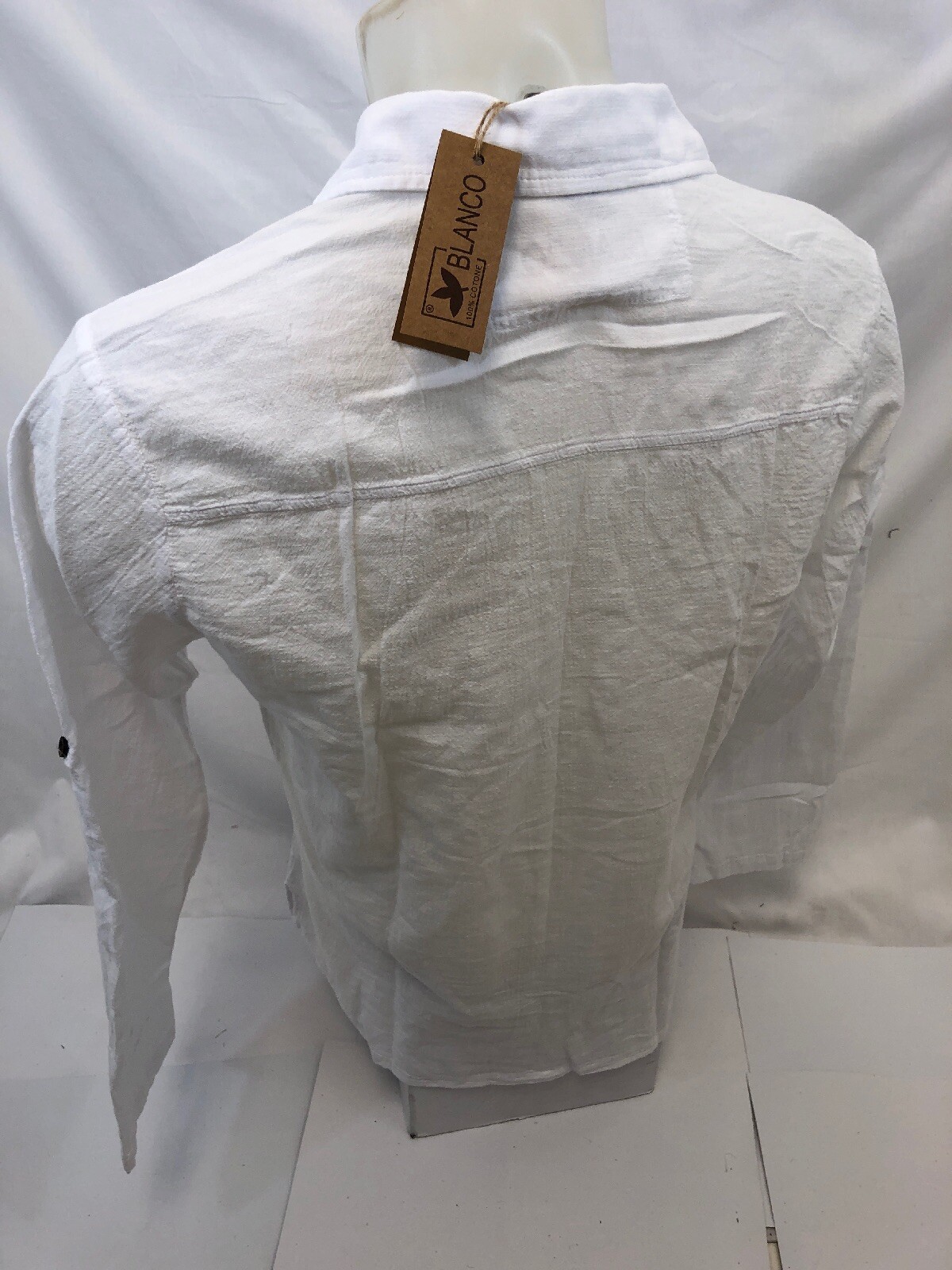 Mens LONG SLEEVE BUTTON UP BLANCO By ENVY WHITE SHIRT BEACH TOP 100% Cotton NWT