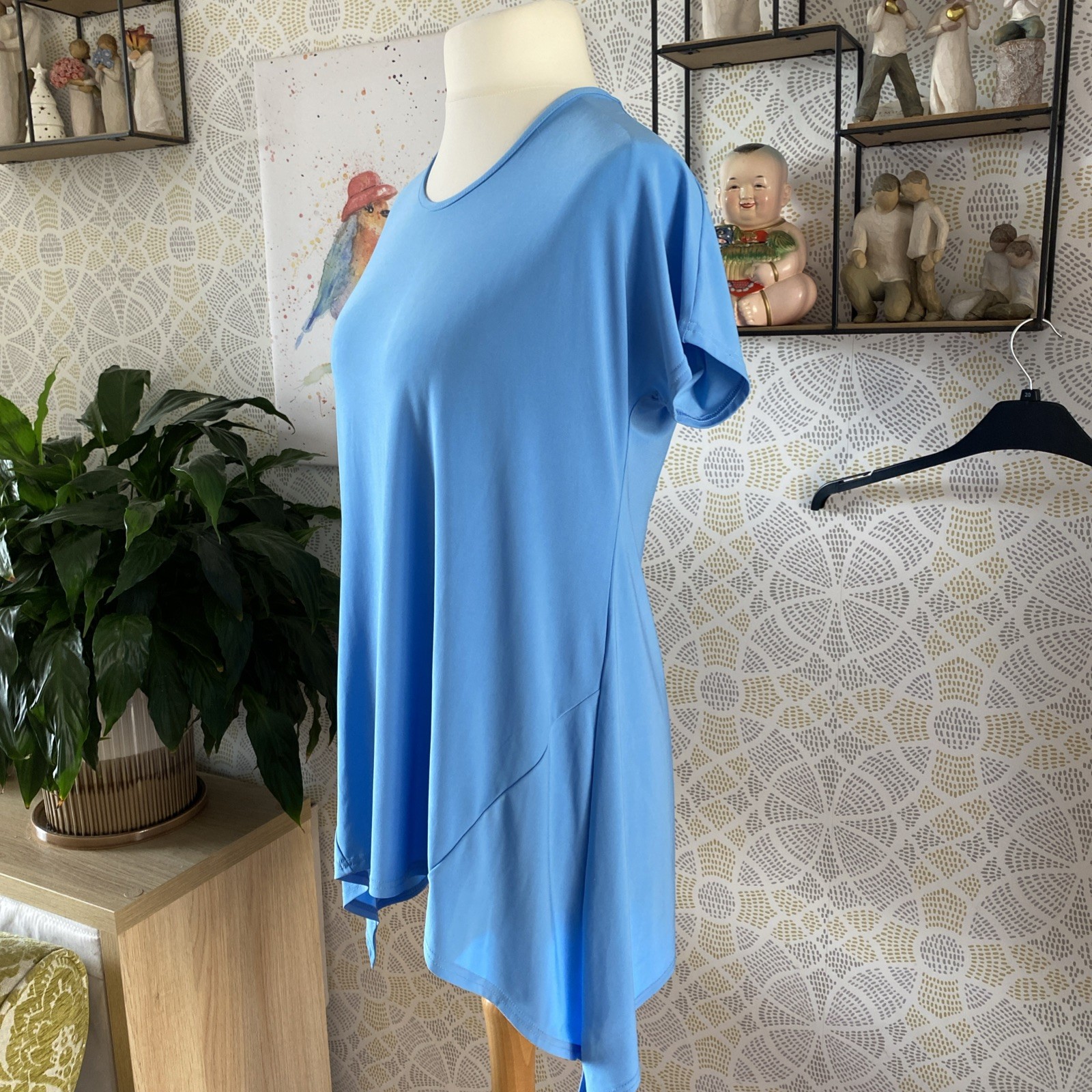 Bassini Sky Blue Top Size 16 Split Back BNWT