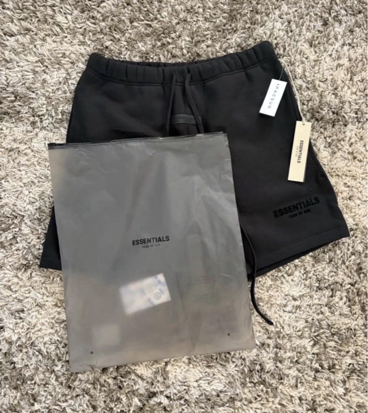 Essentials Men’s Black Cotton Sweat Shorts M Drawstring Logo New w/ Tags