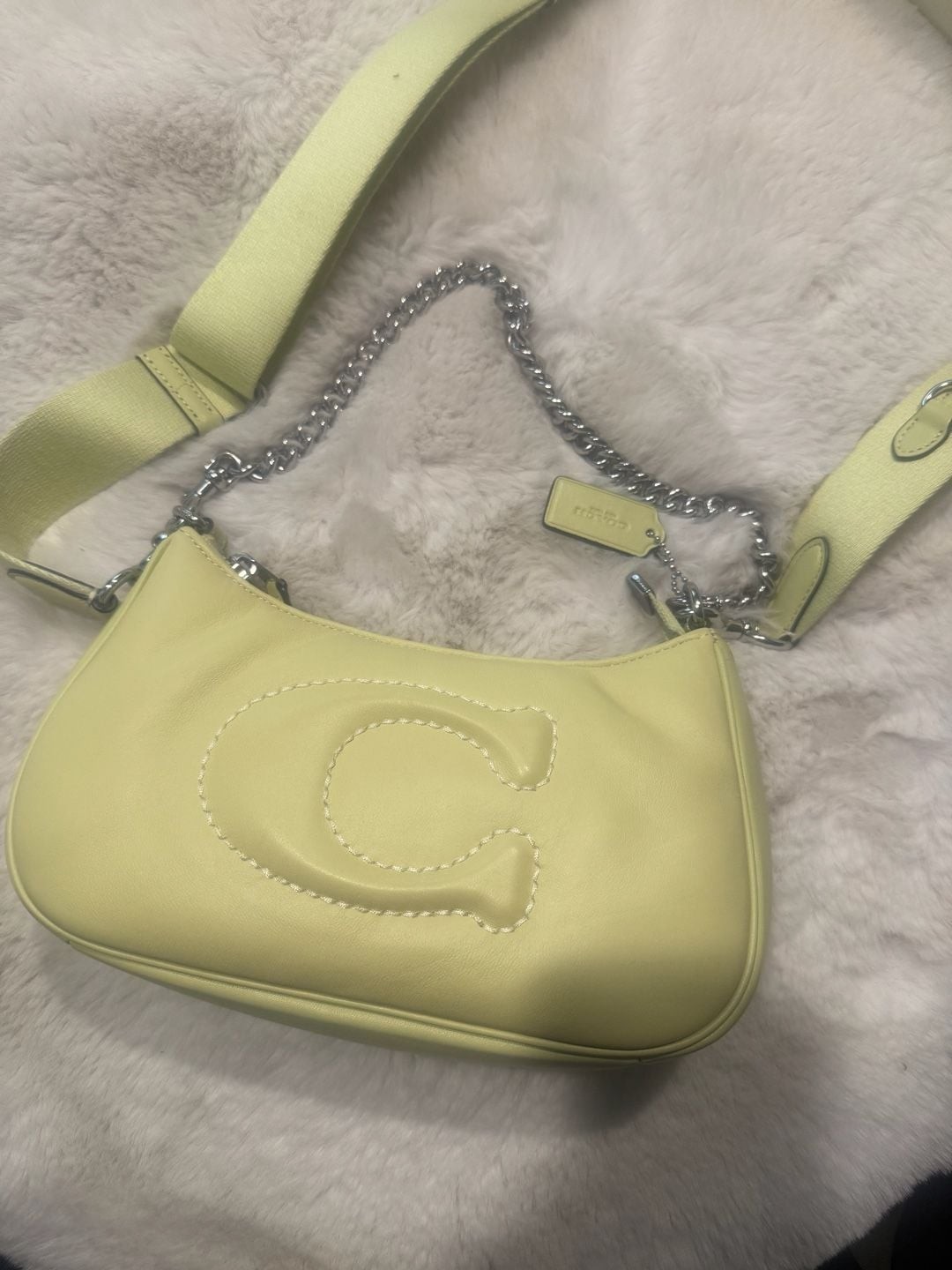Coach Teri Shoulder Bag in Retro Yellow with Large C Applique