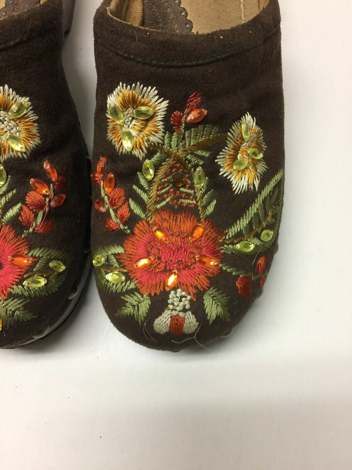 Mudd Ladies Slip On Open Back 2 1/2 In Wedge Heel Size Appox 12 Brown A239ss