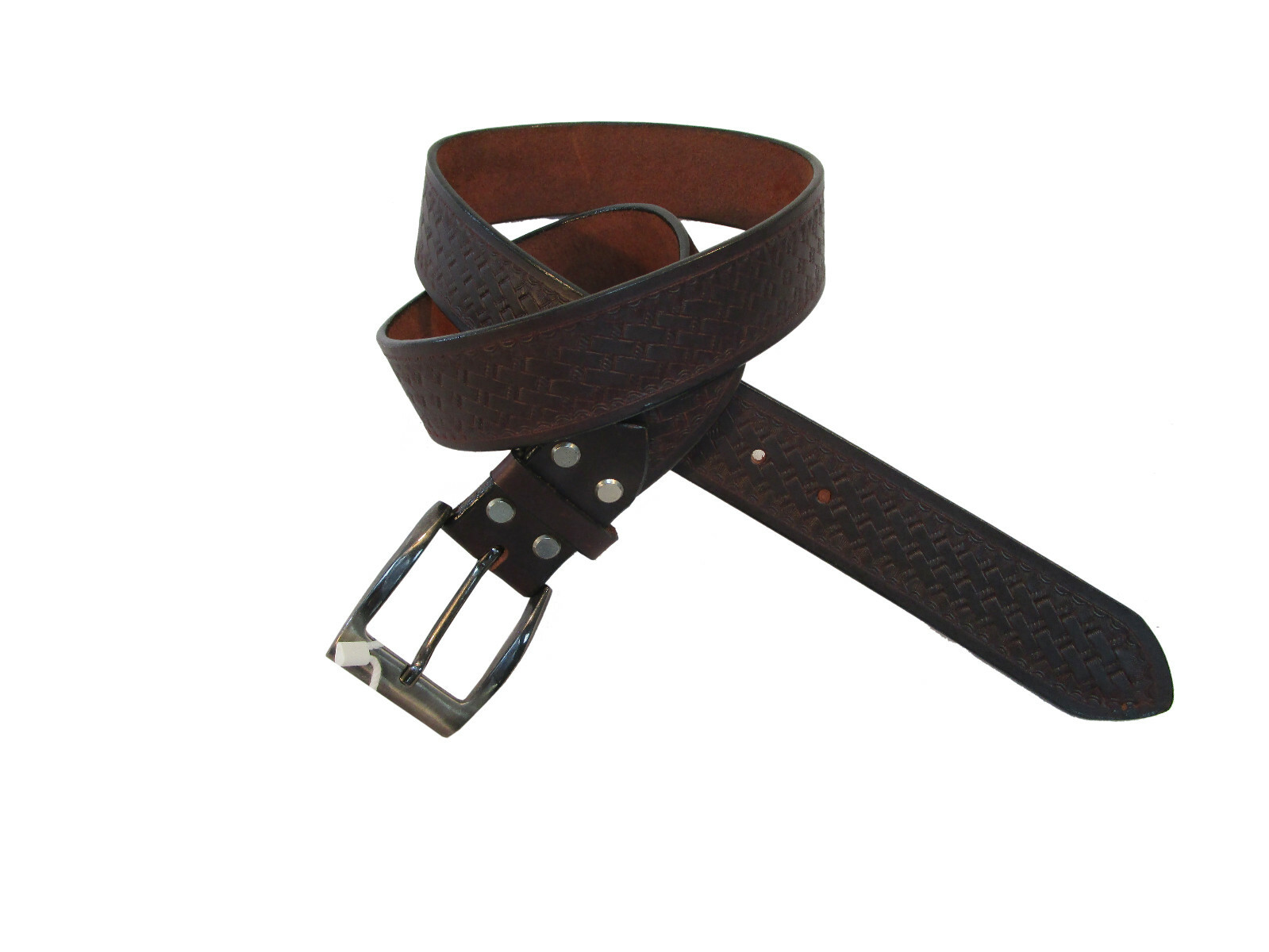 MEN’S GENUINE LEATHER BLACK BELT W/ REMOVABLE POLISHED GUN METAL BUCKLE