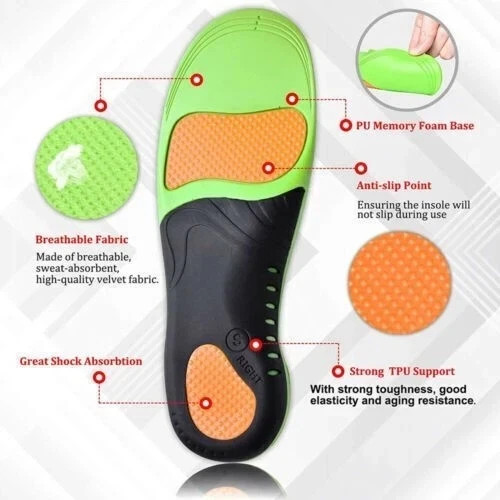 Orthotic Shoe Insoles Inserts Flat Feet High Arch Support for Plantar Fasciitis