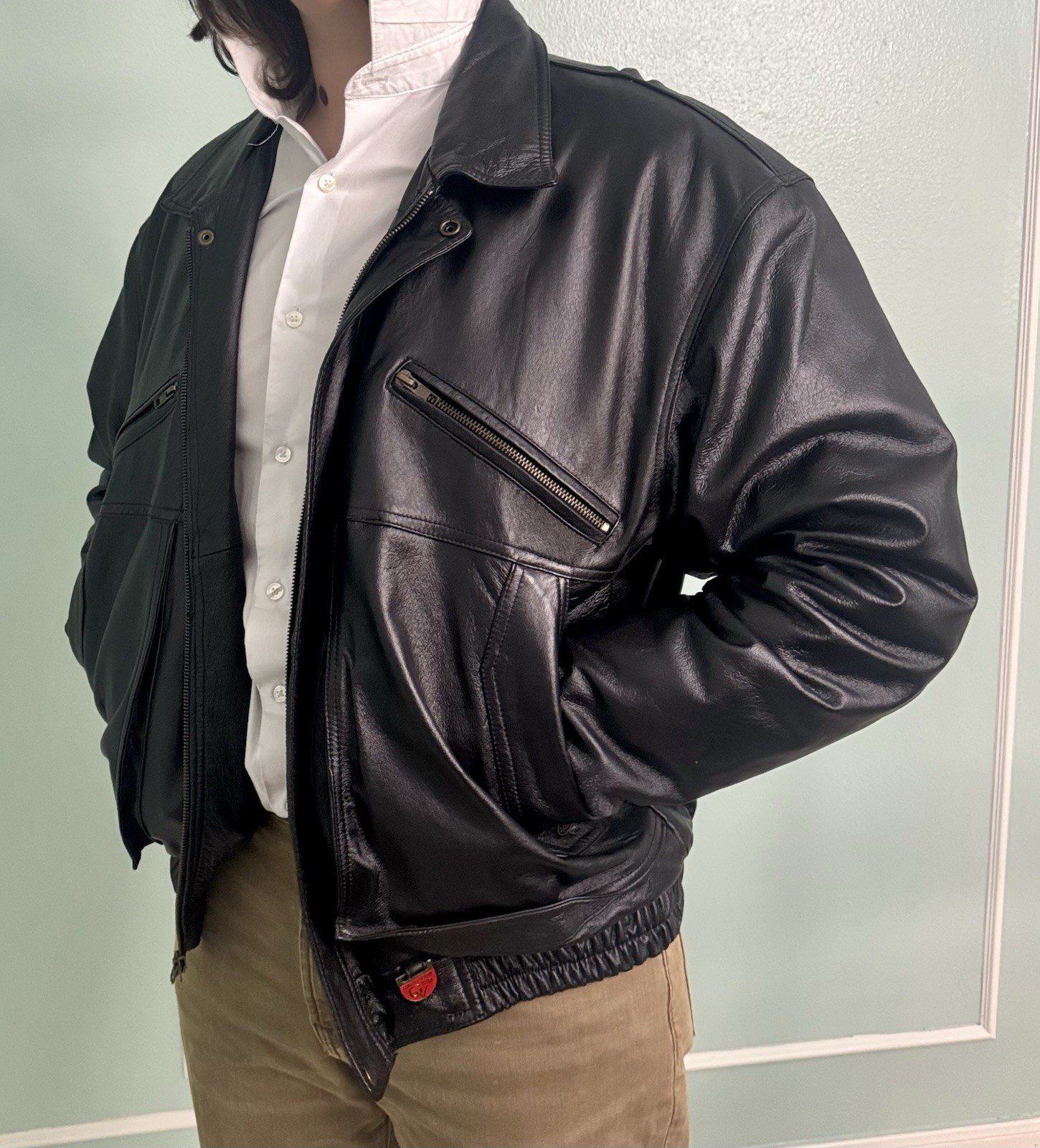 Gianni Velente Milano Black Genuine Leather Italian Button Biker Jacket Men’s XL