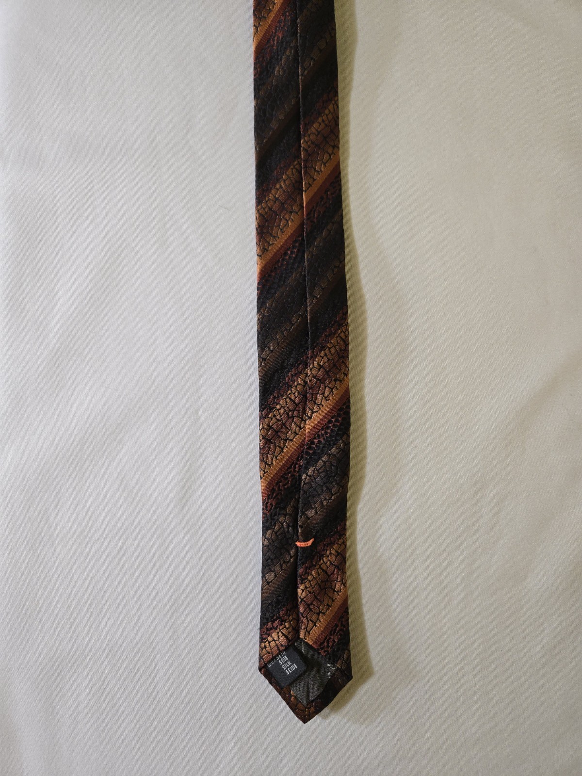 Hubert Men’s Brown & Black Silk Woven Striped Neck Tie Diagonal Stripe Pattern