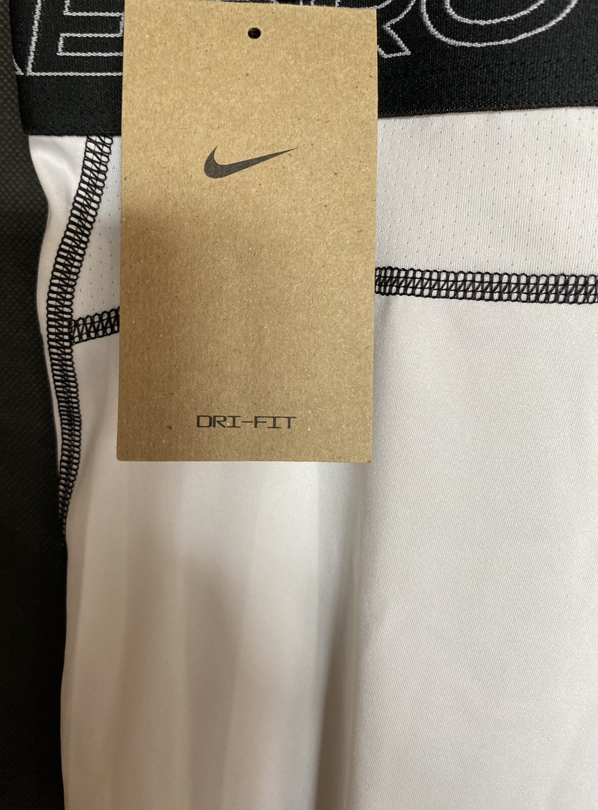 NIKE PRO Size L Men’s Tight Fit White Black Compression Training Tights NWT