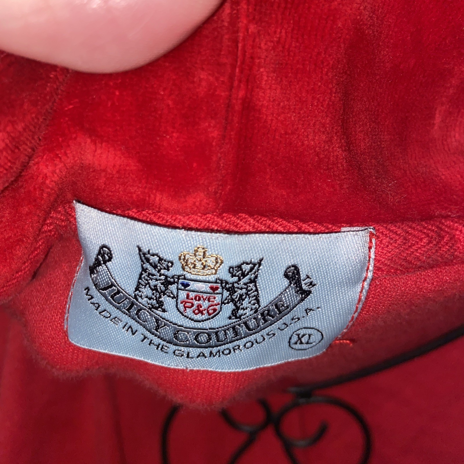 Y2K Juicy Couture Velour Red Hoodie Tunic Tie Bow Waist Long Dress Sz XL RARE