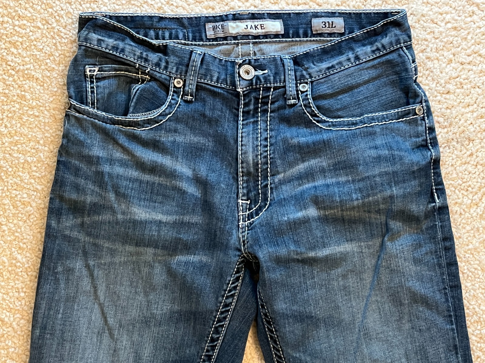 BKE Buckle JAKE Straight Blue Stretch Denim Jeans Men 31 Long