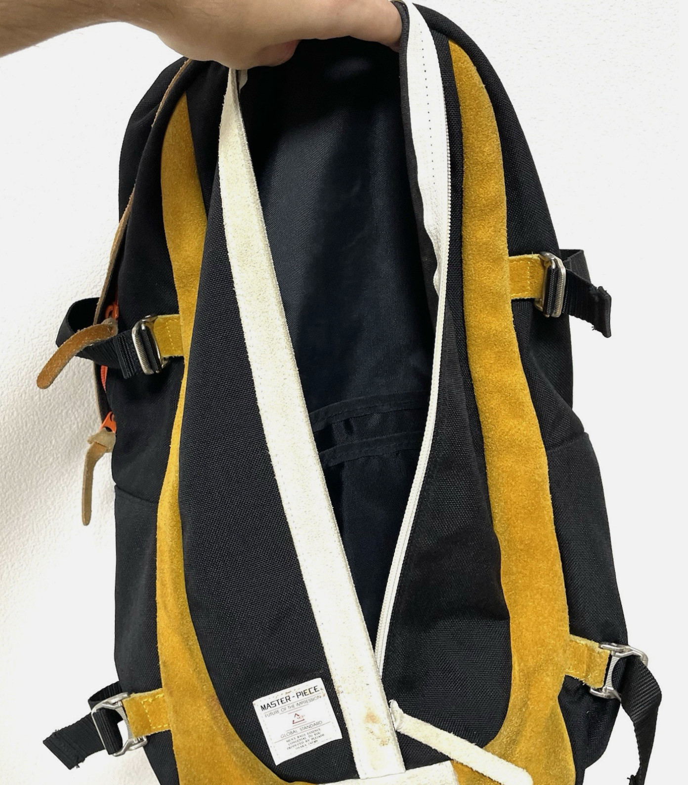 Masterpiece MSPC Backpack Bag Yellow Suede Leather Thin Made Japan RRP $339 RARE