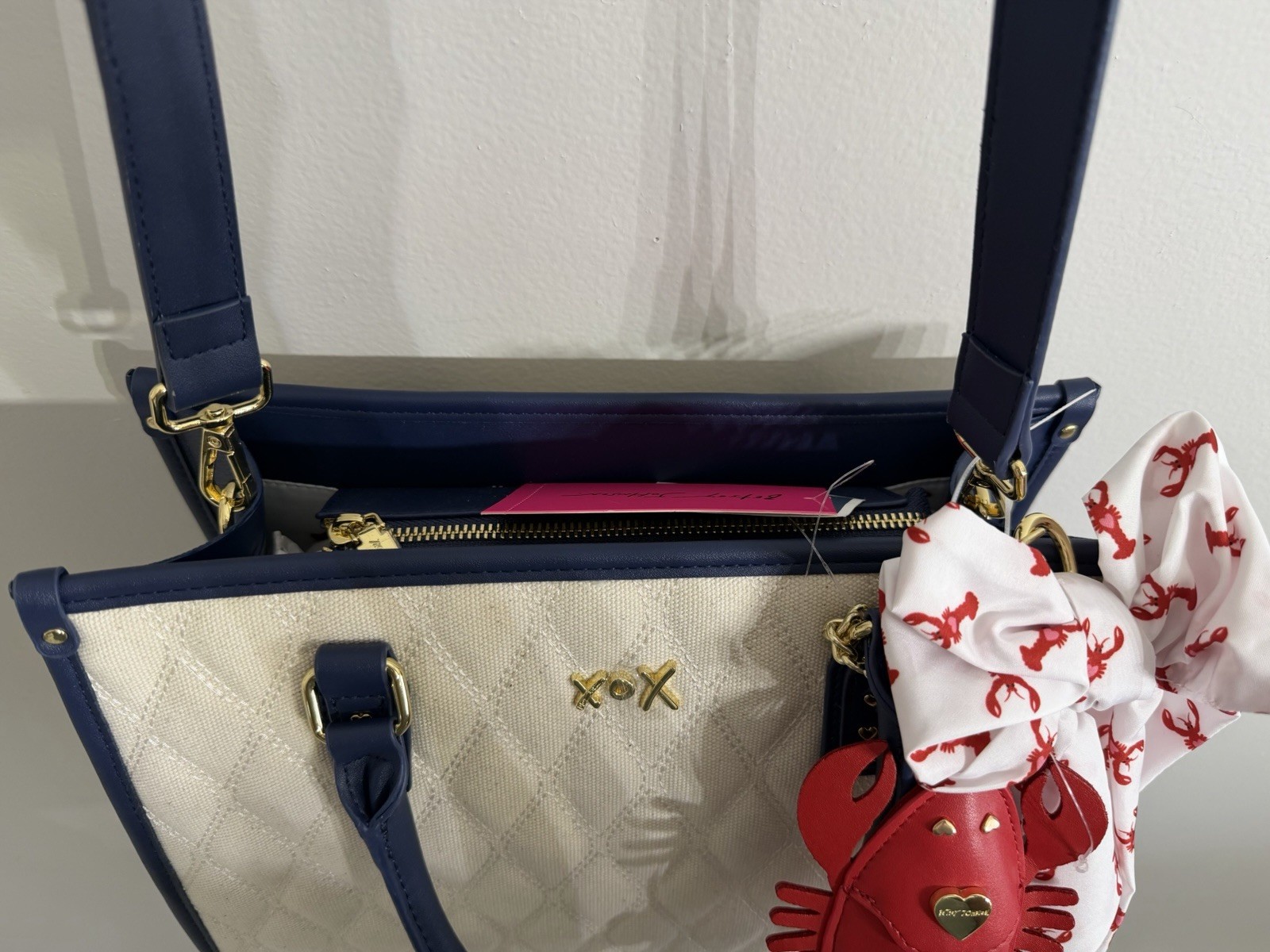 Betsey Johnson XO LALA Quilted Tote Satchel Bag