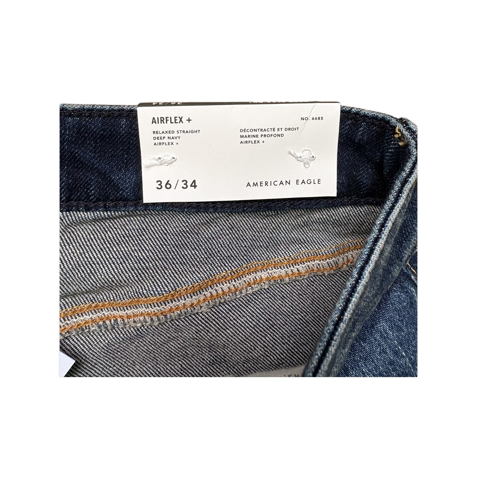 NWT American Eagle Jeans Mens Size 36×34 Deep Navy Airflex+ Relaxed Straight