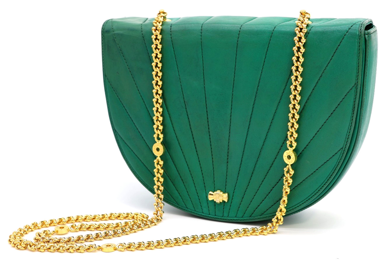 TIFFANY & CO. Vintage 2Way Lambskin Chain Shoulder Bag Tiffany Blue Authentic