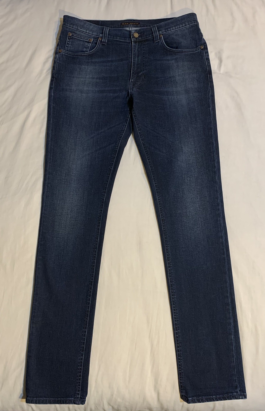 Nudie Jeans Co, Lean Dean, Deep Sparkle, 98% Cotton 2% Elastane, Size 34 x 34.