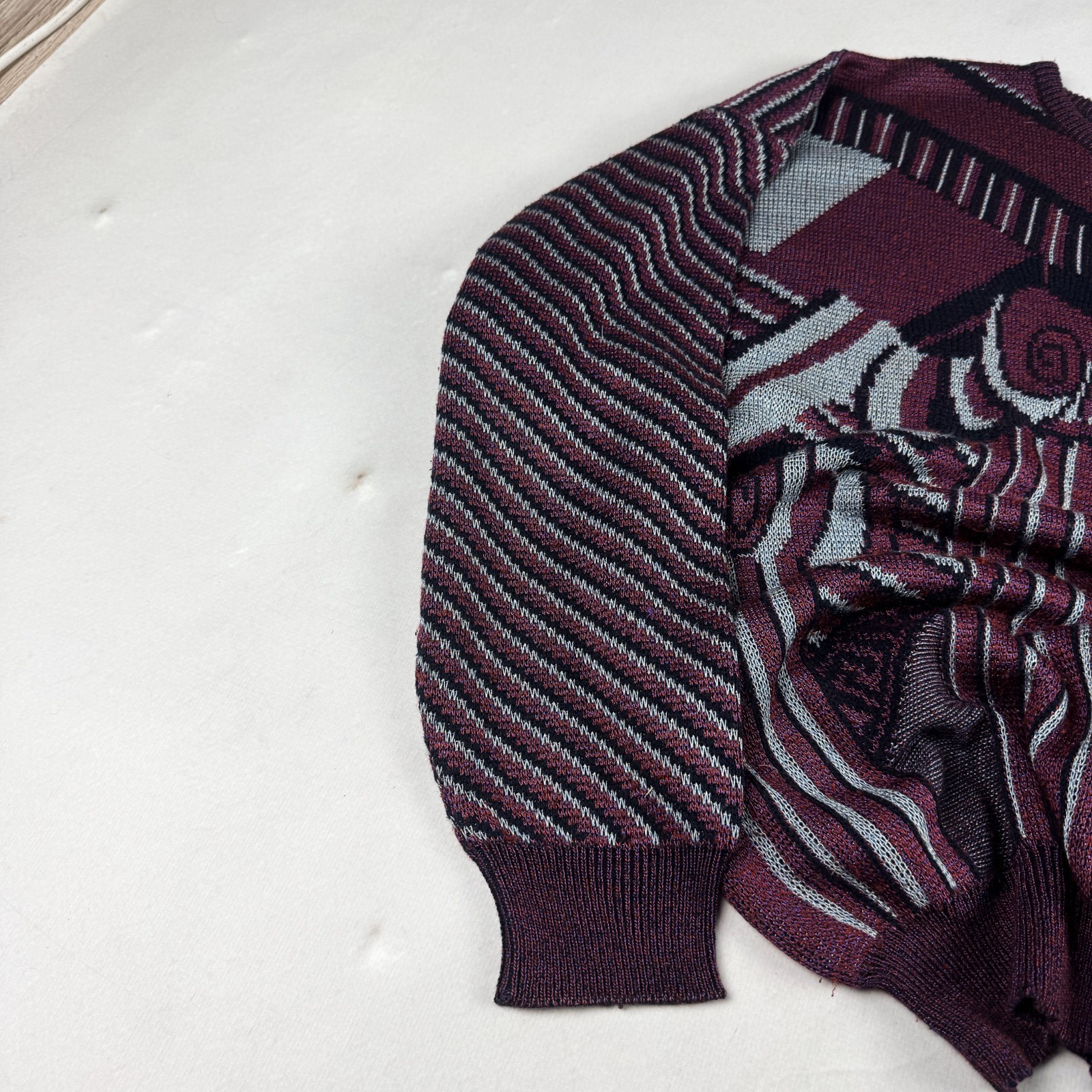 Mens Vintage Portobello’s Abstract Knit Sweater Coogi Style 90s Oversized Graphi
