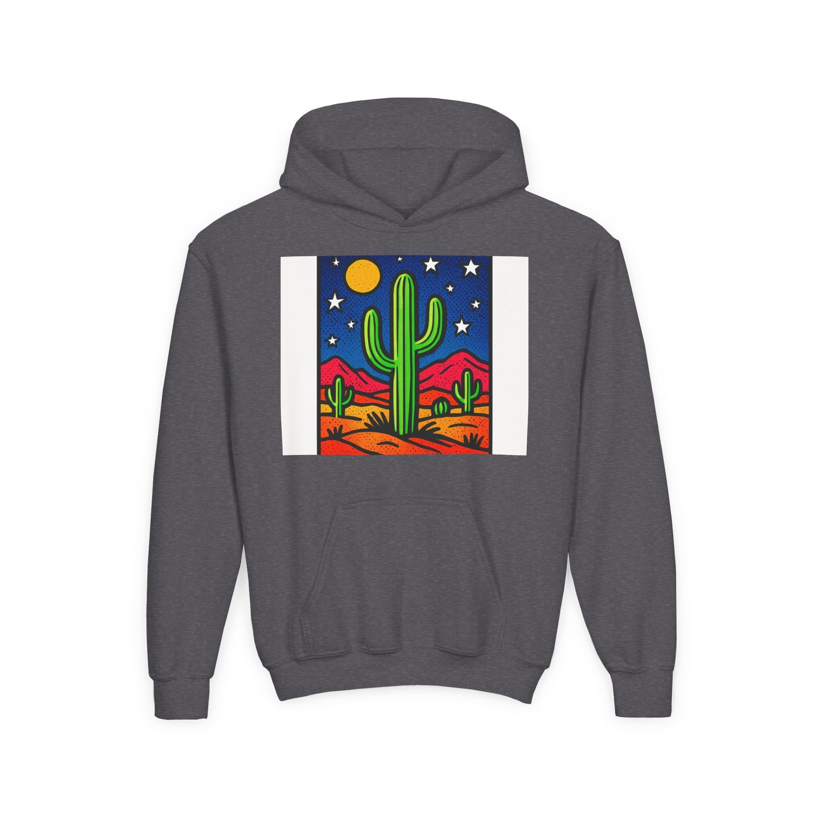 Desert Cactus Landscape Under Starry Night Sky Hoodie, Nature Art Hoodie, Out…