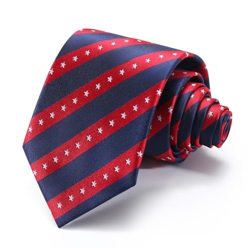 Men’s Patriotic Neckties American Flag Ties 3.27″ (8.3CM) USA Blue Red Striped
