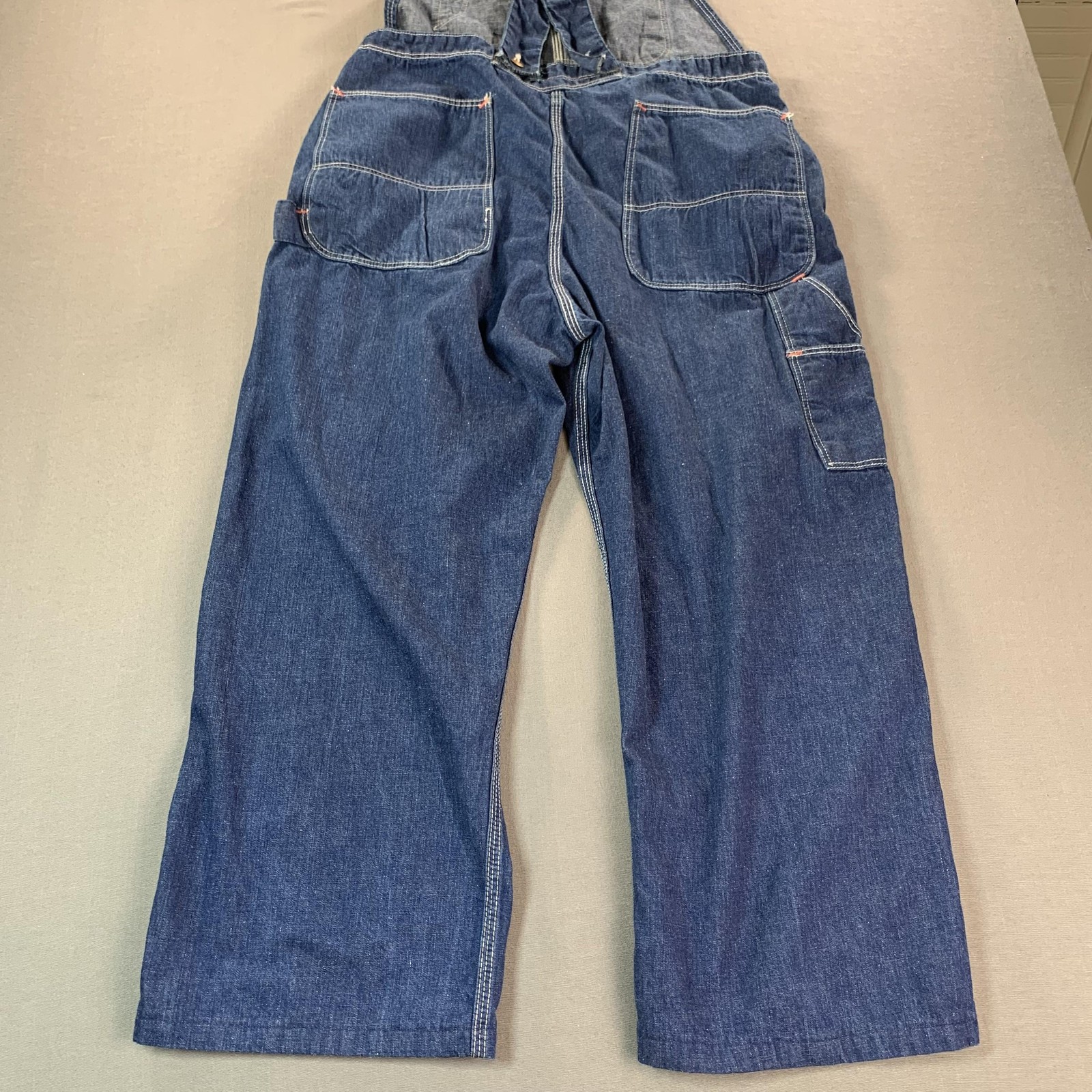 VTG Red Camel Sanforized Bib Overall Men 36×27 Blue Denim Workwear Carpenter 50s
