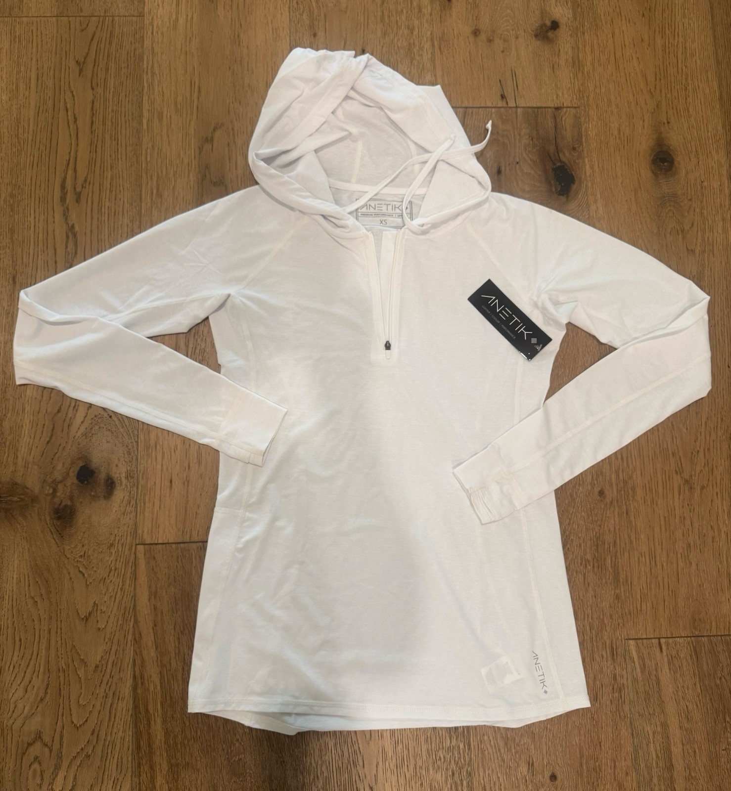 BNWT Anetik Flight Tech Hoody White Heathered XS UPF 30 $85 Sun Lightweight