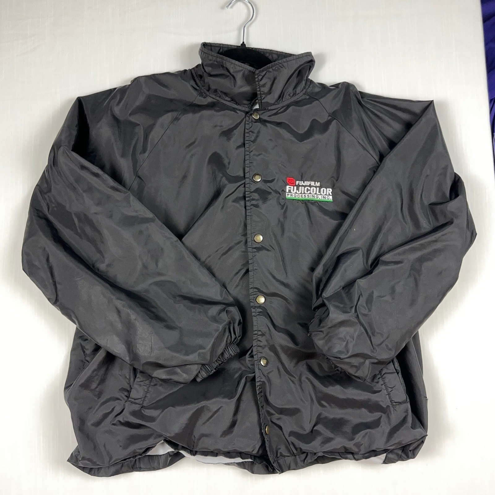Hartwell Sports Fujifilm Fujicolor Windbreaker Jacket Mens XL Black Vintage 90s