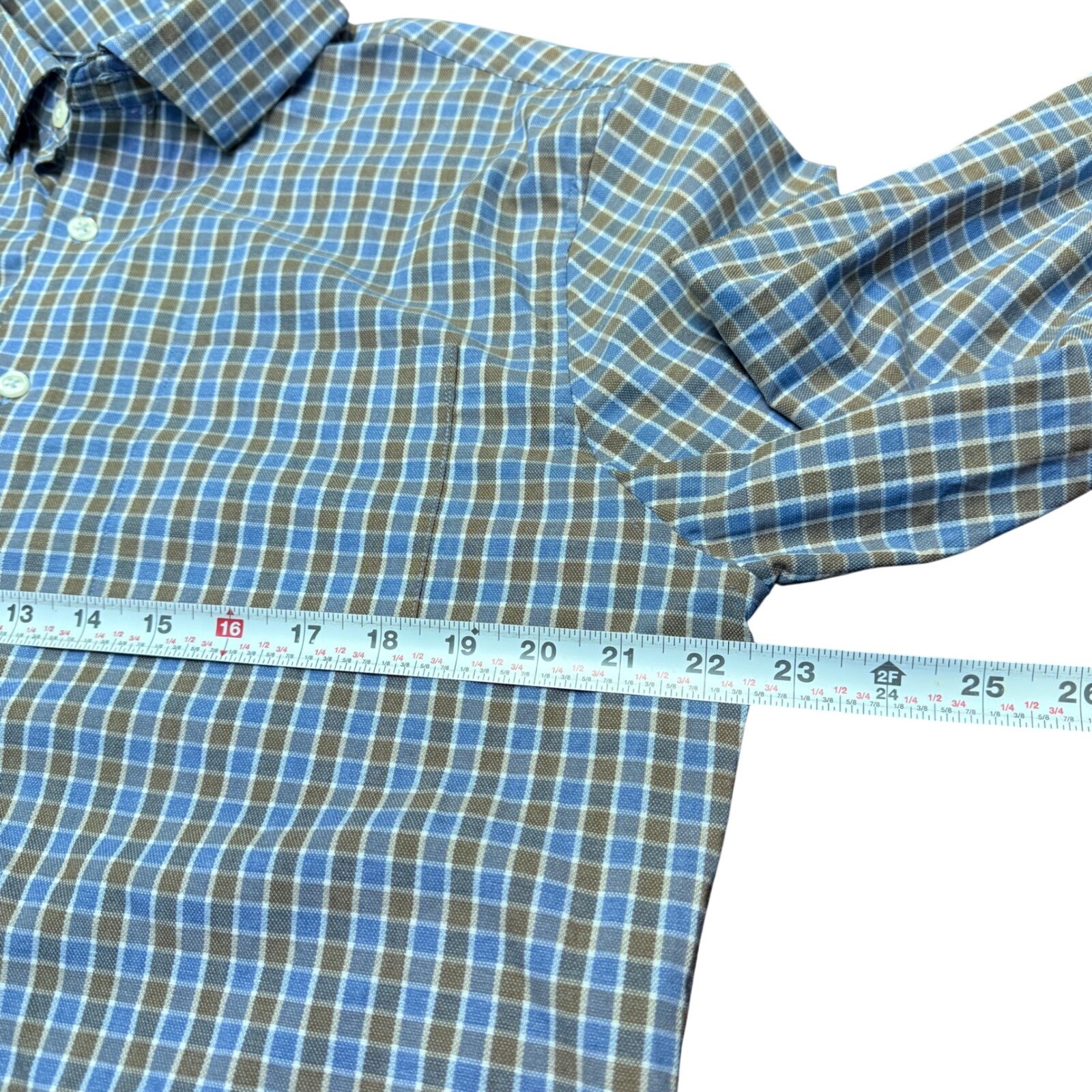 Johnnie-O Newland Prep-Formance Shirt Mens Medium Laguna Blue Check Golf