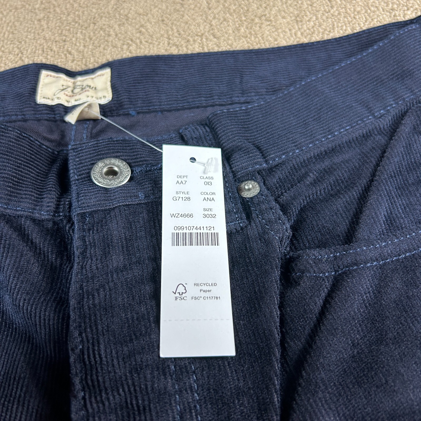 J.Crew Men’s 484 Slim Fit Corduroy Pants Blue Size 31X32 *Read* NWT MSRP $98