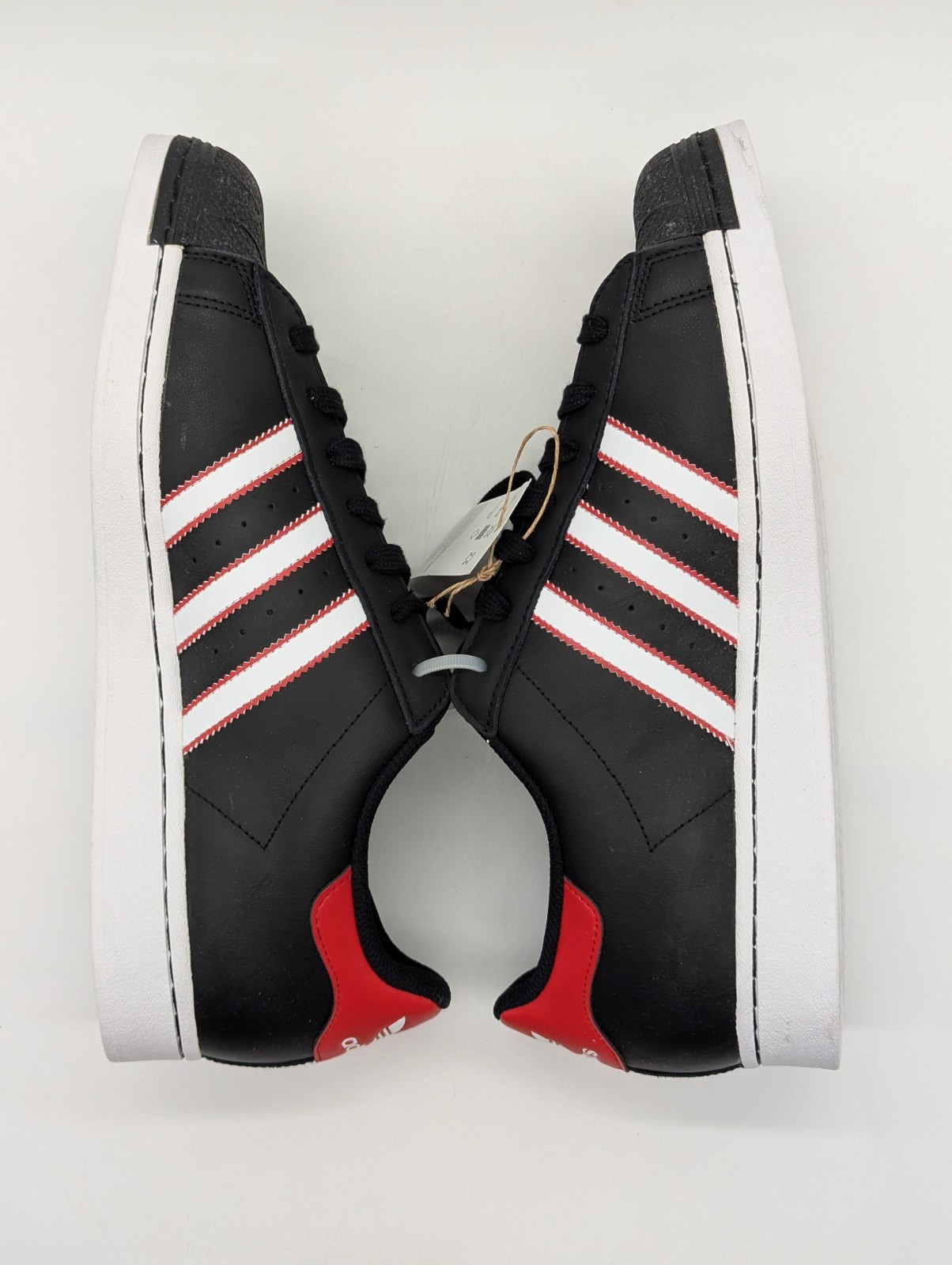 Mens Size 12 Adidas Superstar Black White Scarlet Red Shoes Sneakers IF3631 New